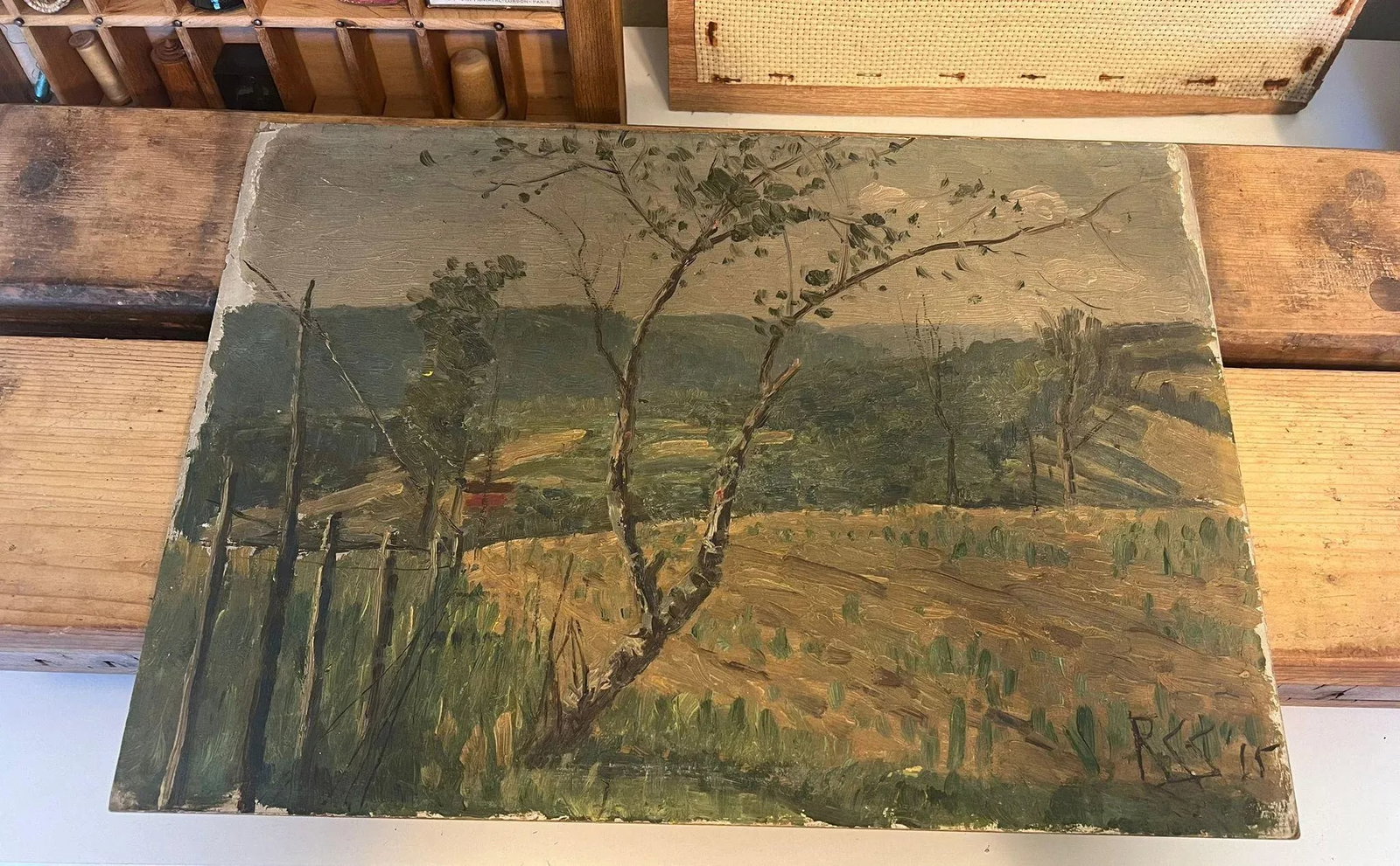 Vintage Hand Painted and Signed Landscape Painting - 5