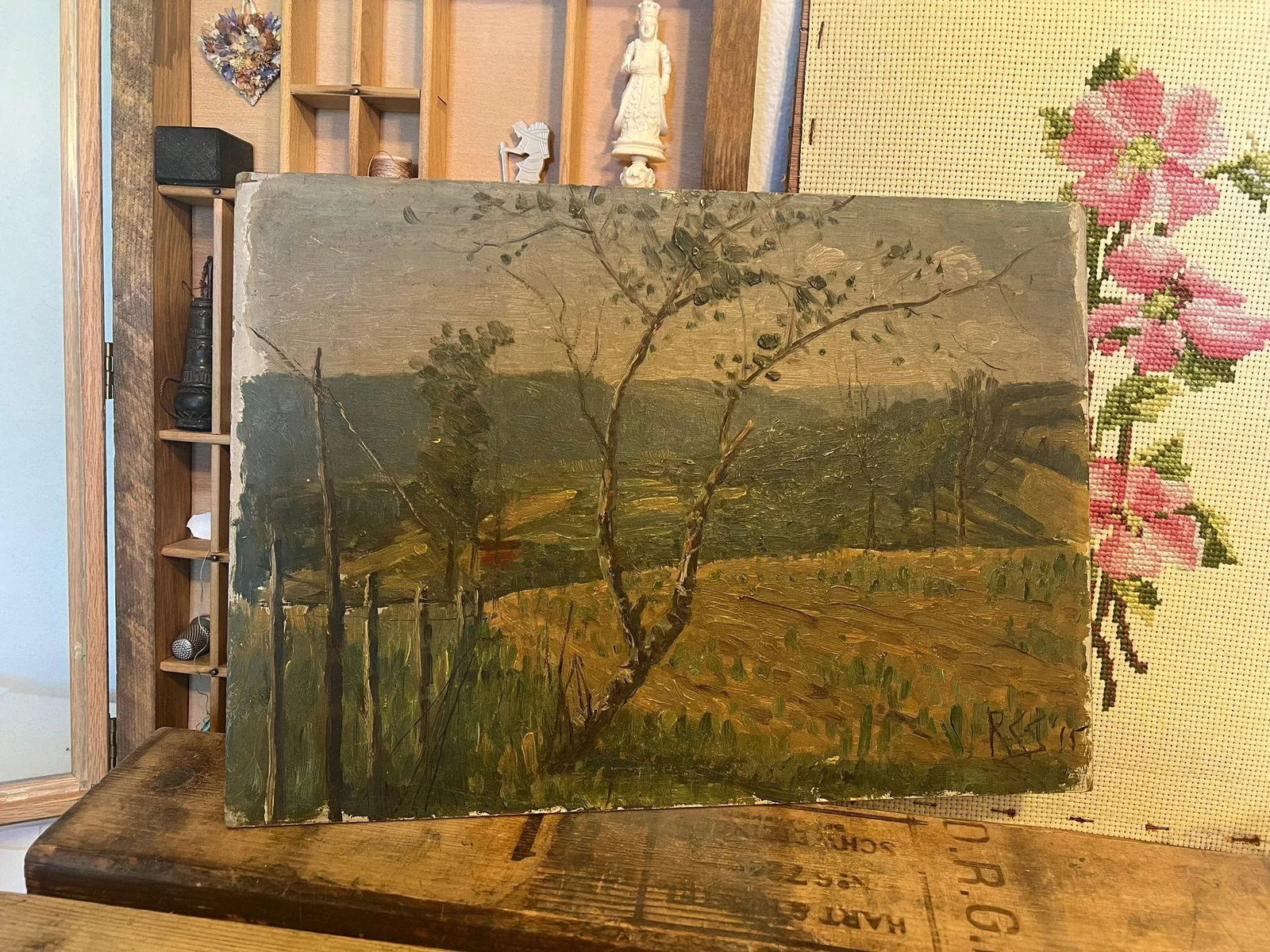 Vintage Hand Painted and Signed Landscape Painting - 8