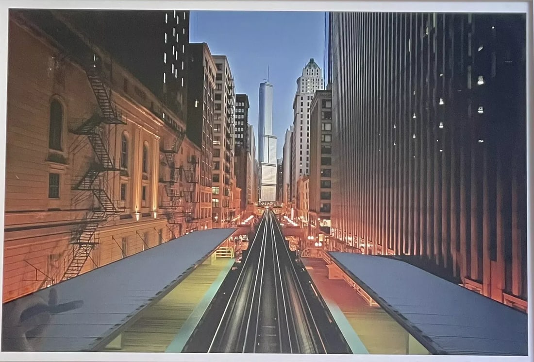 Orig Fine Art Photograph Chicago El Streetscape Photojournalism Framed 36" X 27" - 2