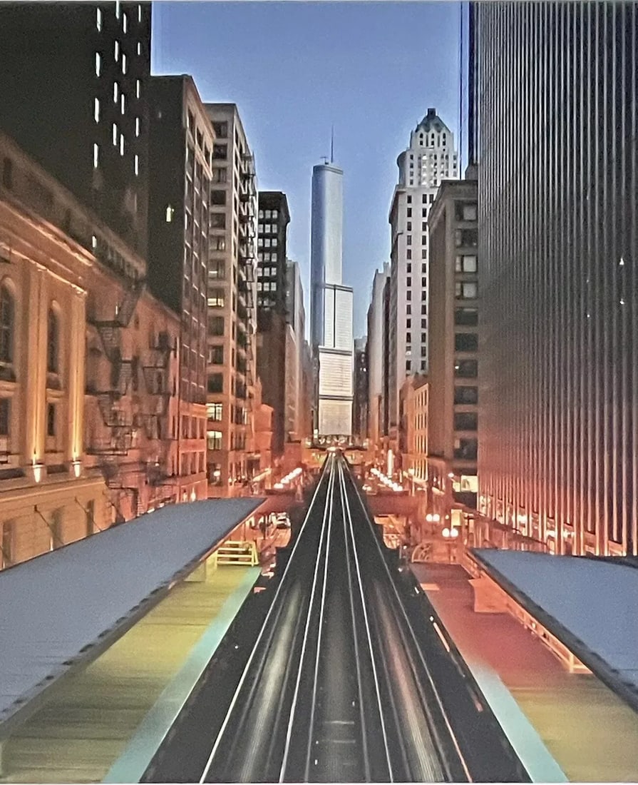 Orig Fine Art Photograph Chicago El Streetscape Photojournalism Framed 36" X 27" - 3