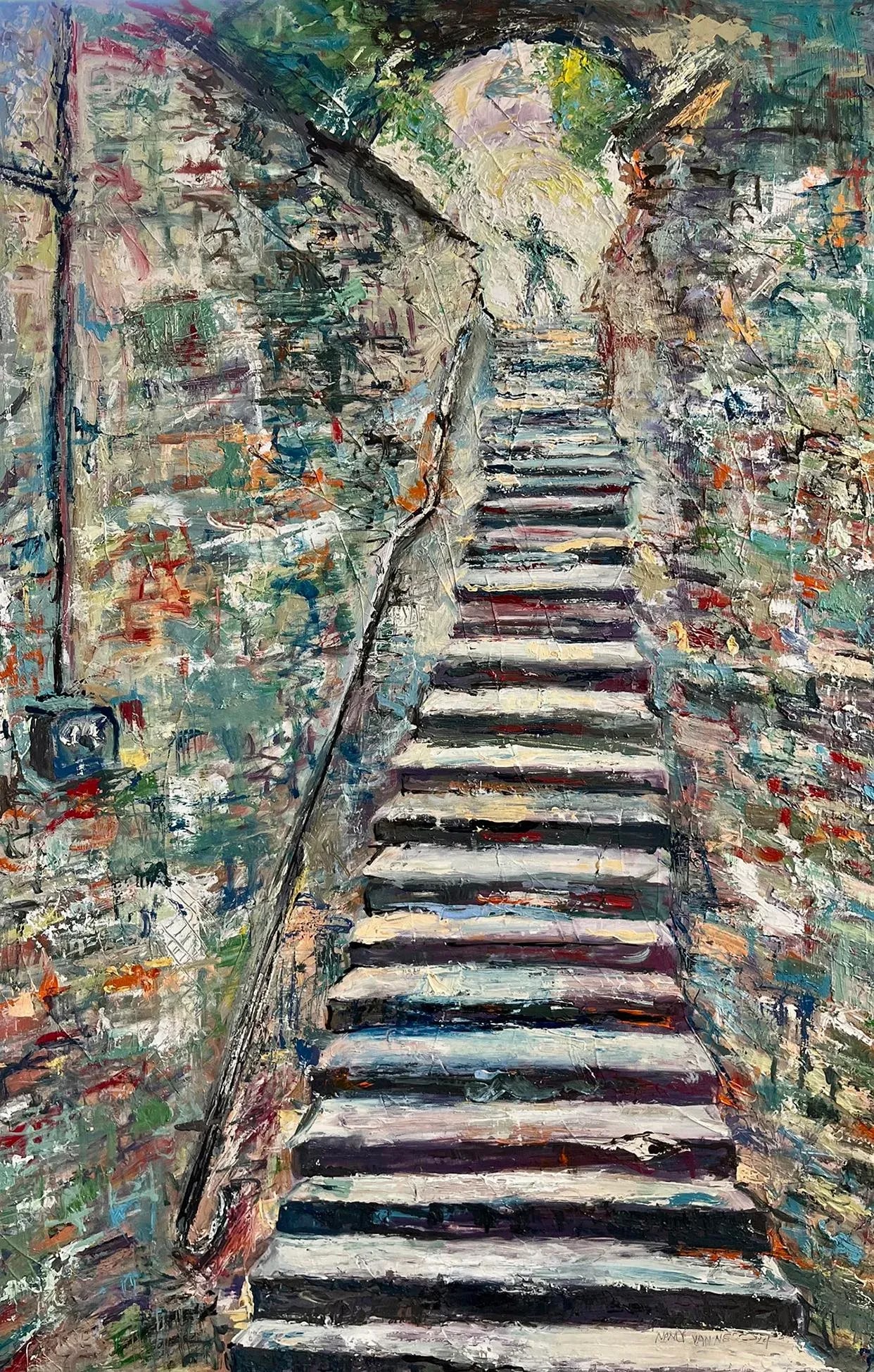 "The Staircase", Abstract Oil Painting, by Van Ness - 2