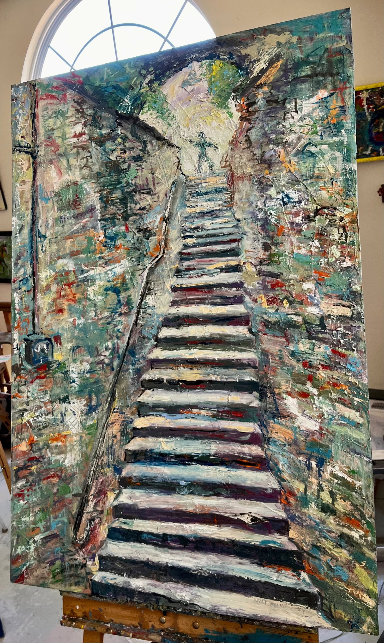 "The Staircase", Abstract Oil Painting, by Van Ness - 5