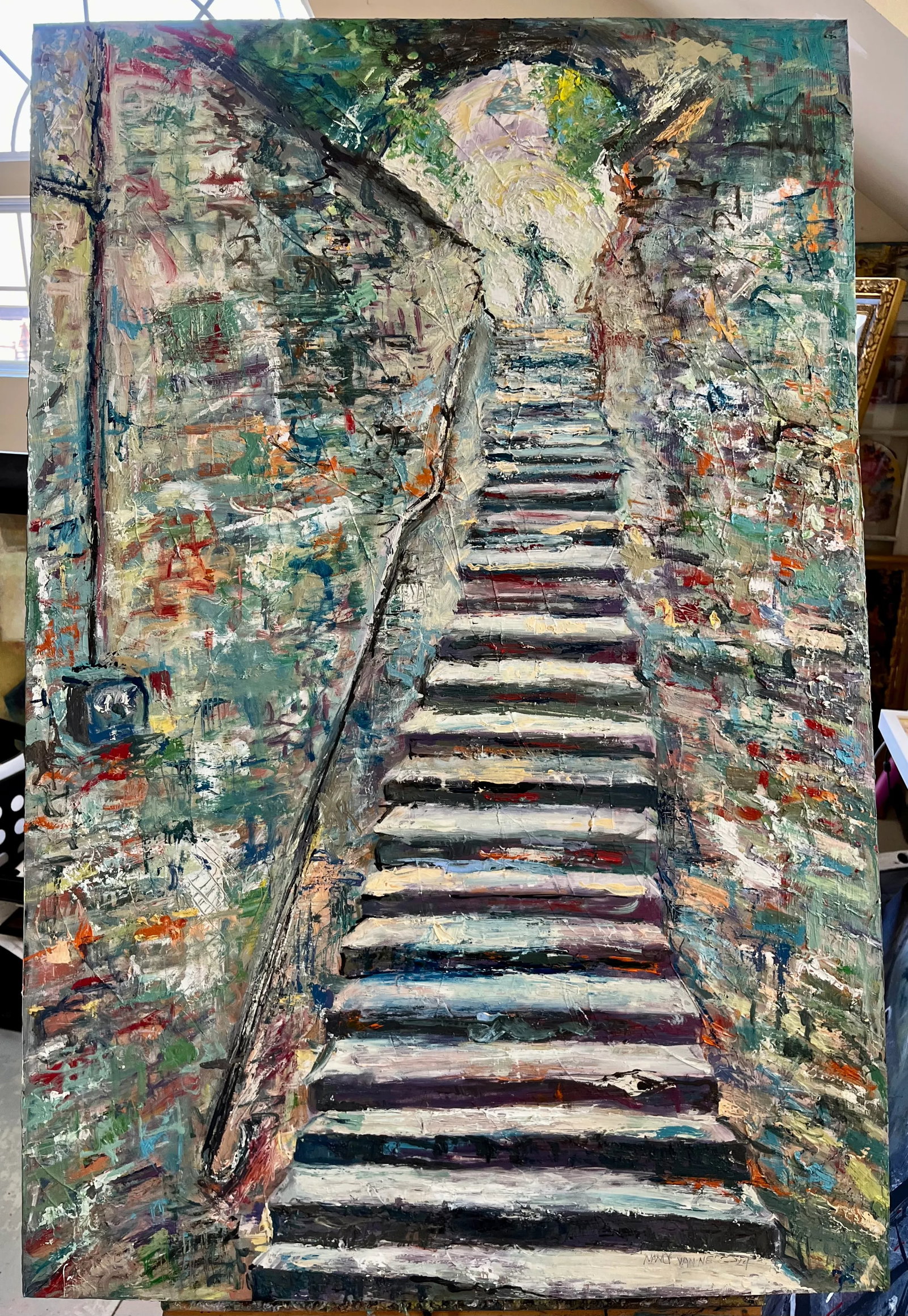 "The Staircase", Abstract Oil Painting, by Van Ness - 7
