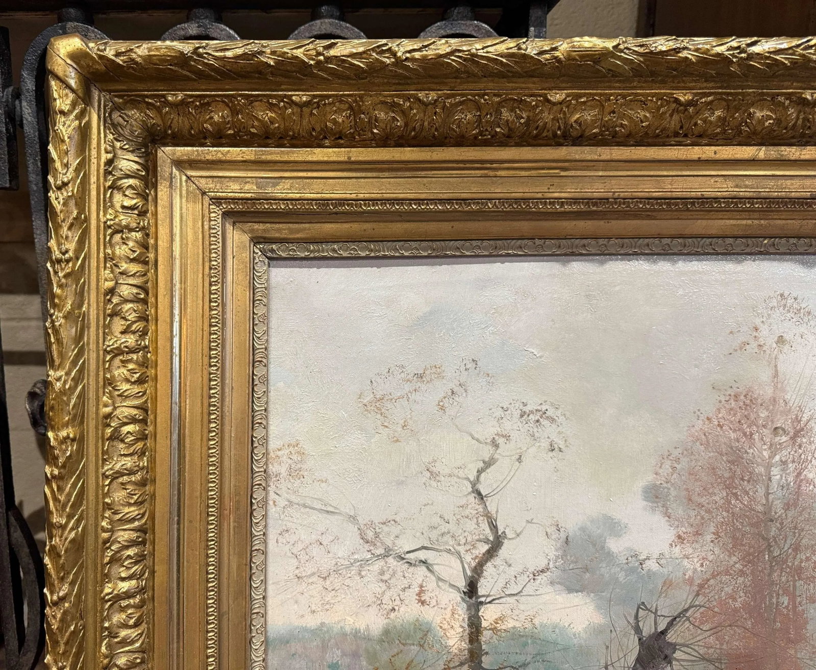 19th Century French Landscape Oil Painting in Giltwood Frame Signed E. Laval - 6