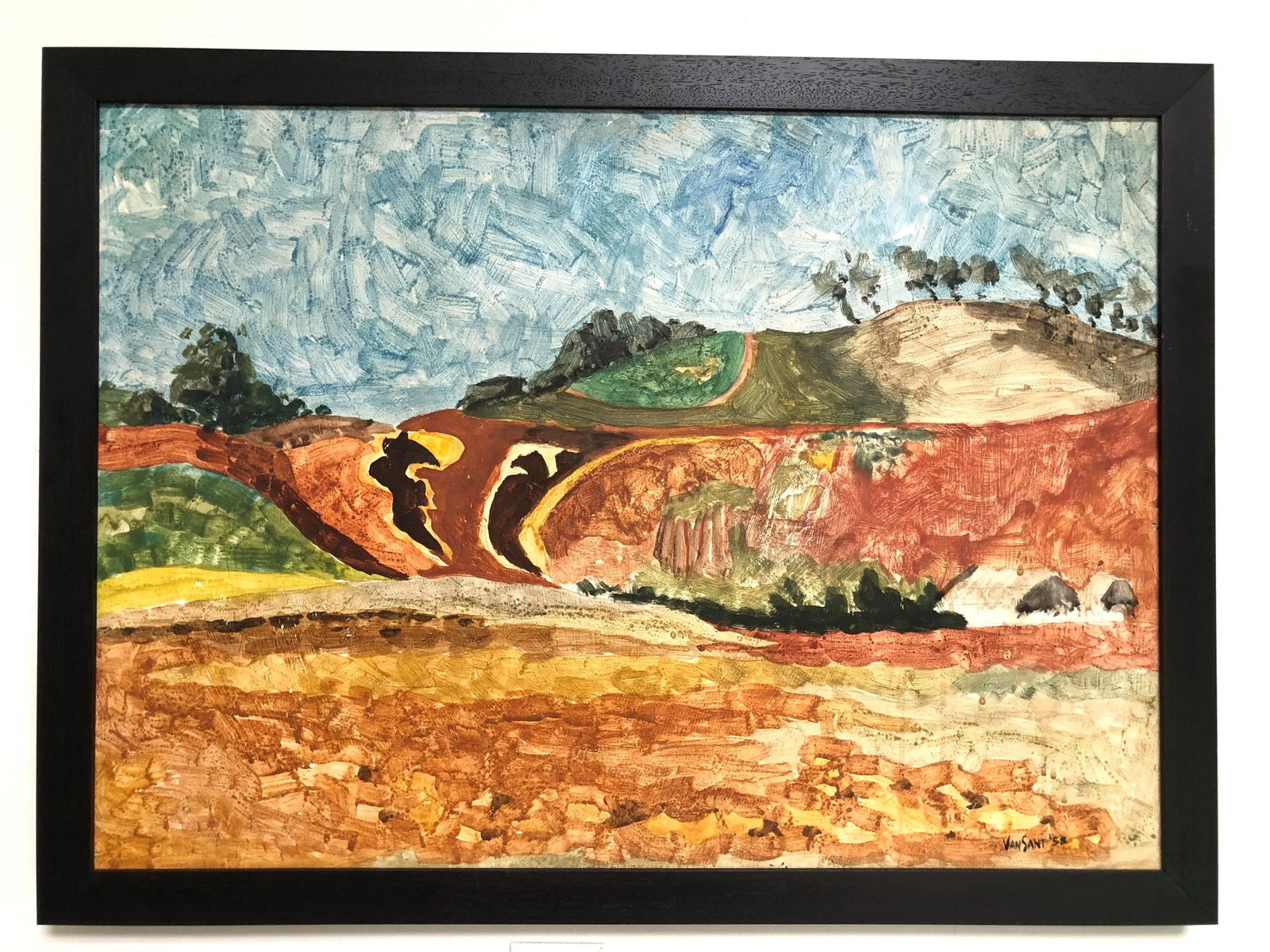 1958 Original Tom Van Sant California Landscape Painting, Signed and Dated - 9