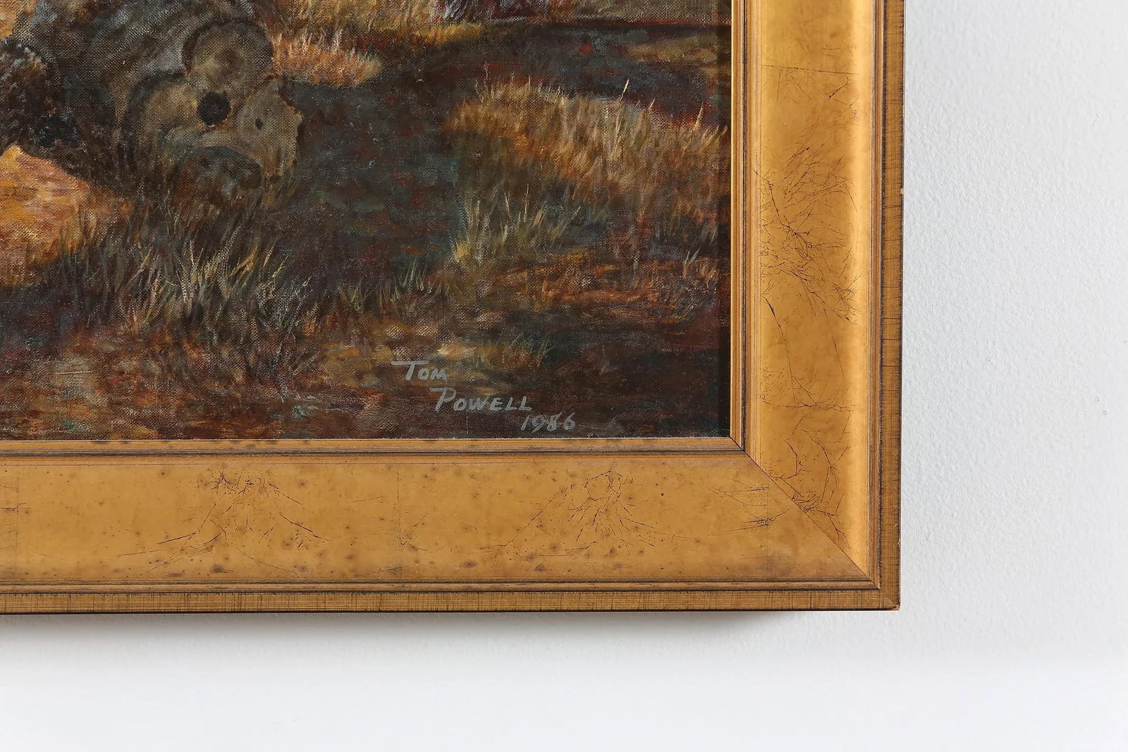 Large Wood Framed Oil / Canvas Painting . - 4