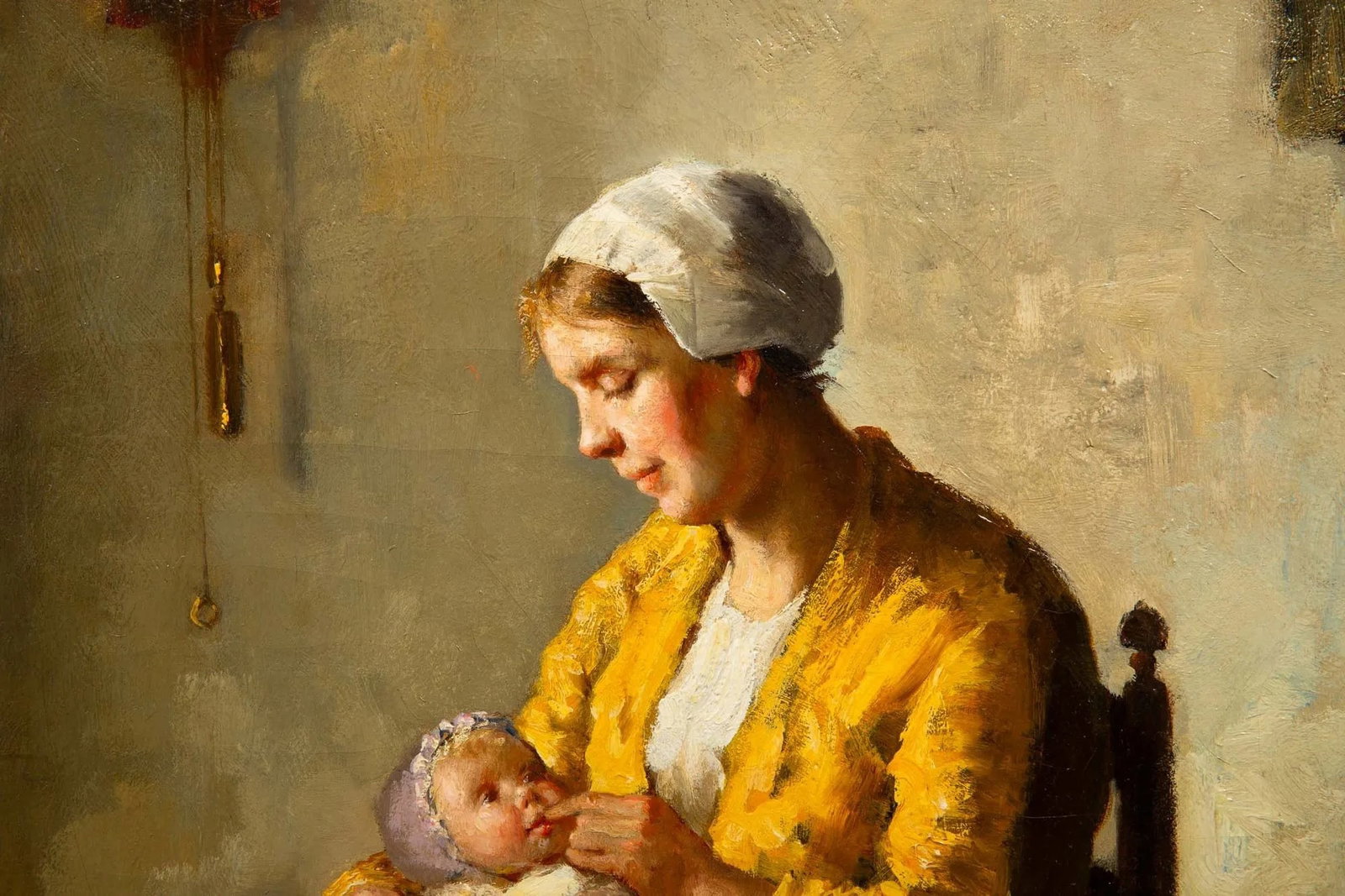 Antique Painting of Mother and Infant by Bernard De Hoog (Dutch, 1866-1943) - 10