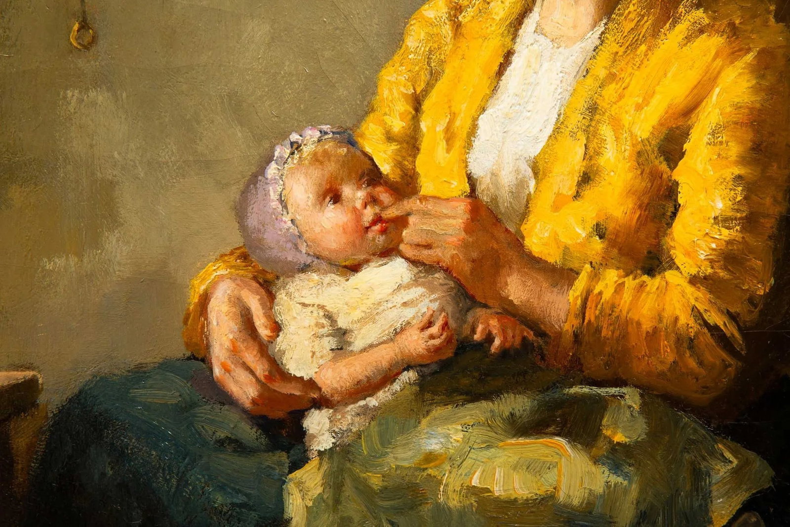 Antique Painting of Mother and Infant by Bernard De Hoog (Dutch, 1866-1943) - 11