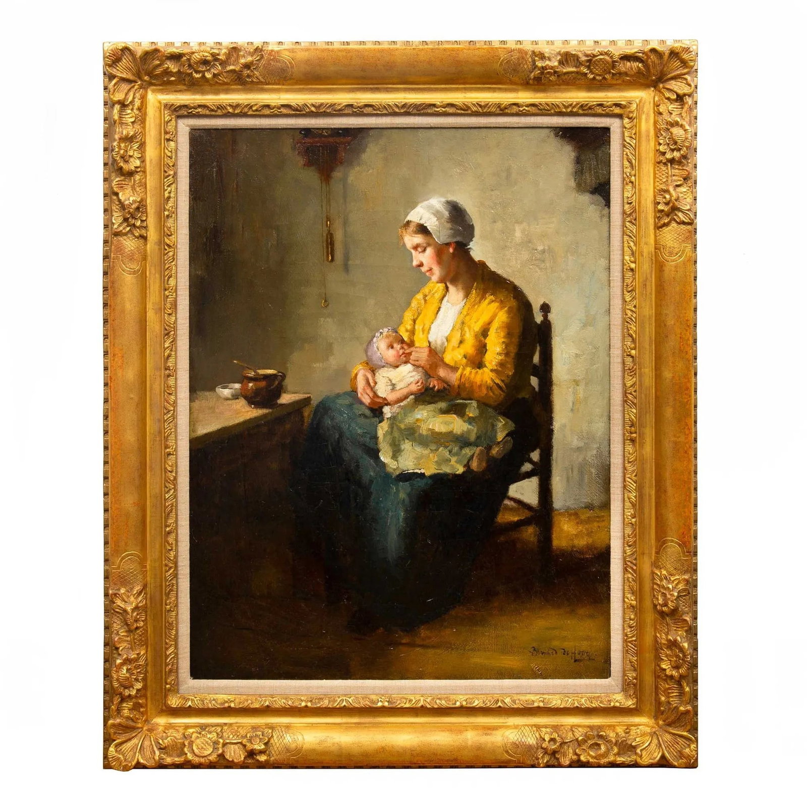 Antique Painting of Mother and Infant by Bernard De Hoog (Dutch, 1866-1943) - 2