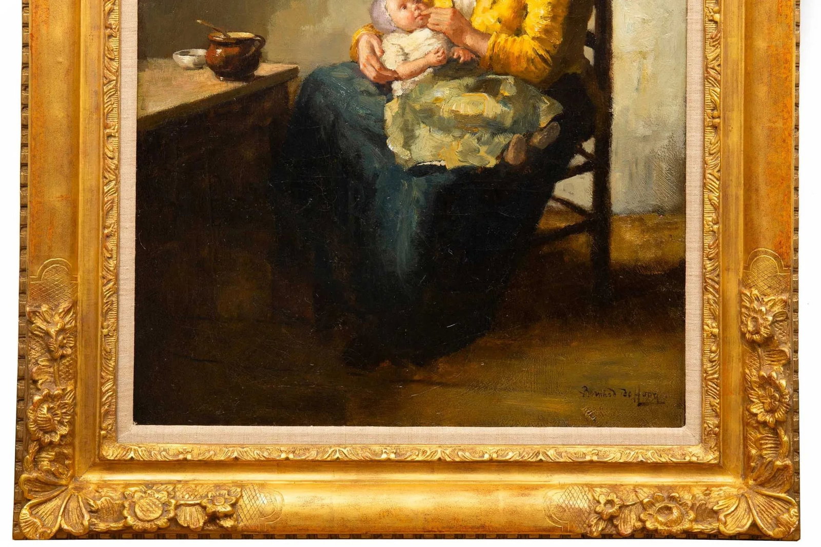 Antique Painting of Mother and Infant by Bernard De Hoog (Dutch, 1866-1943) - 6