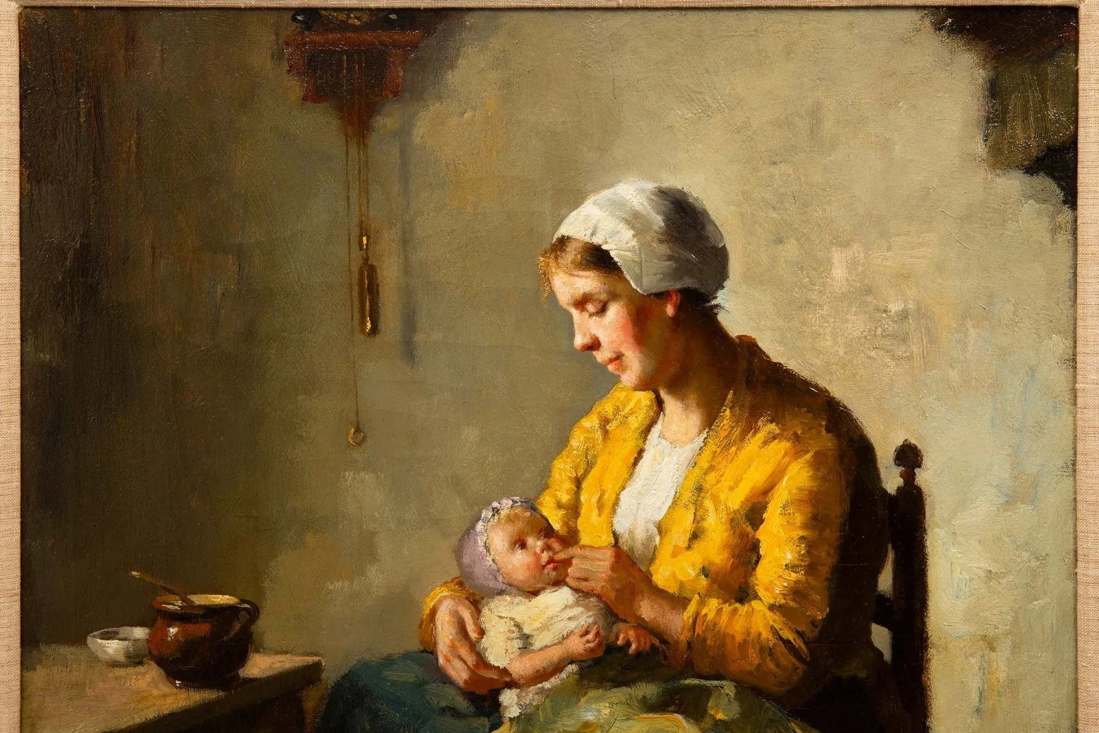 Antique Painting of Mother and Infant by Bernard De Hoog (Dutch, 1866-1943) - 8