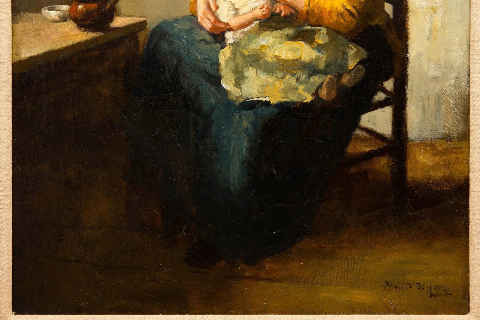 Antique Painting of Mother and Infant by Bernard De Hoog (Dutch, 1866-1943) - 9