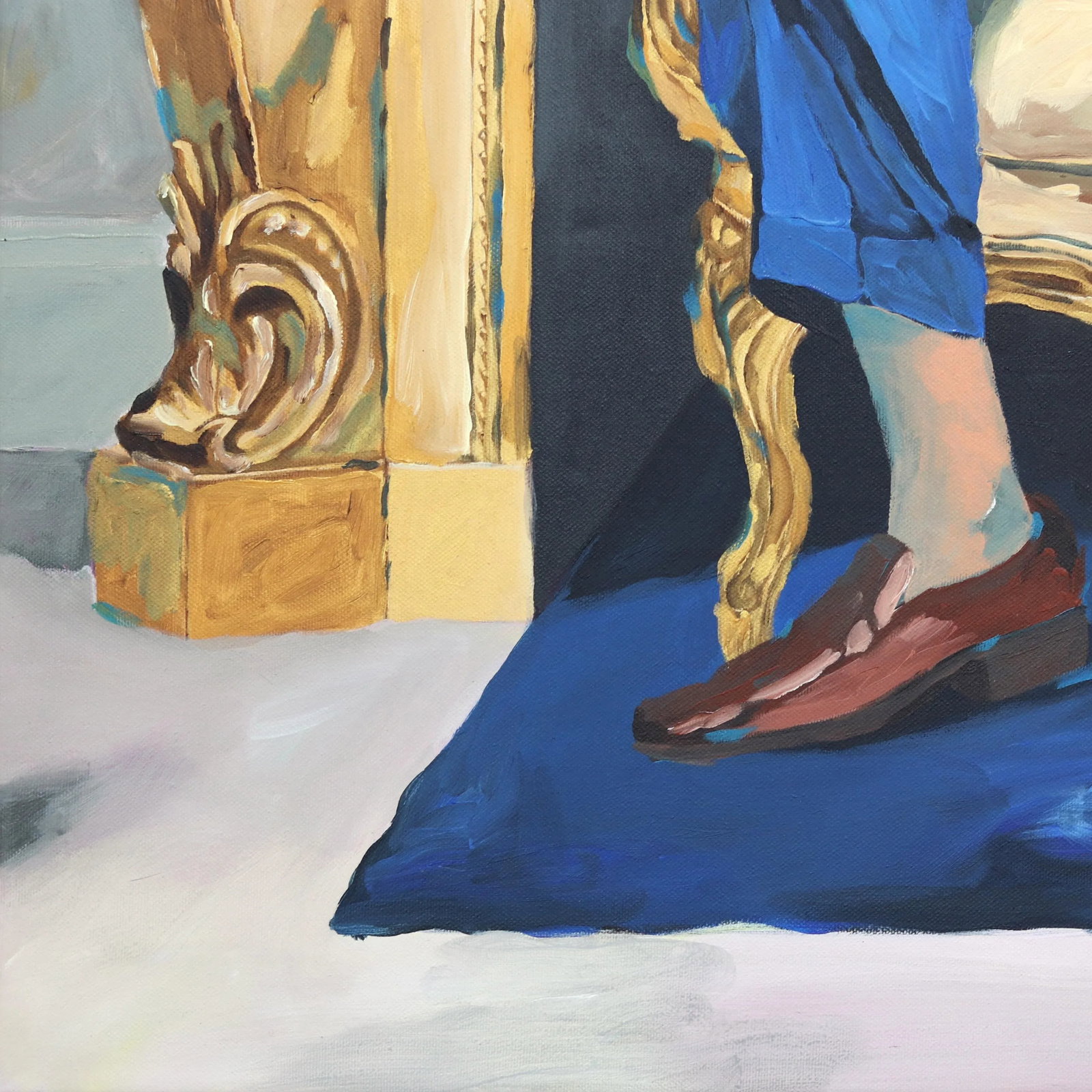 A Figure in a Frame - Figurative Surrealist Portrait Painting Original Artwork by Iqi Qoror - 5