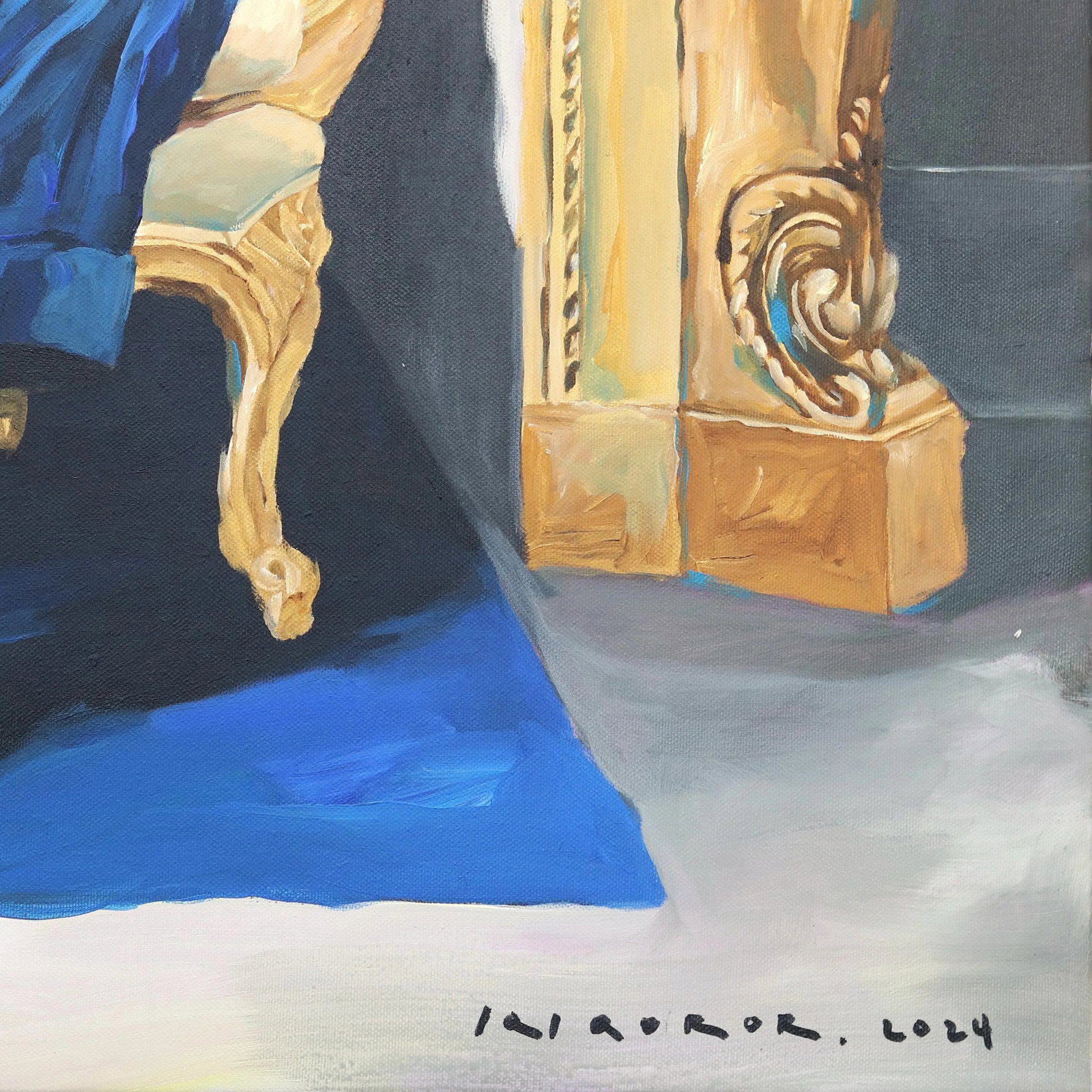 A Figure in a Frame - Figurative Surrealist Portrait Painting Original Artwork by Iqi Qoror - 6