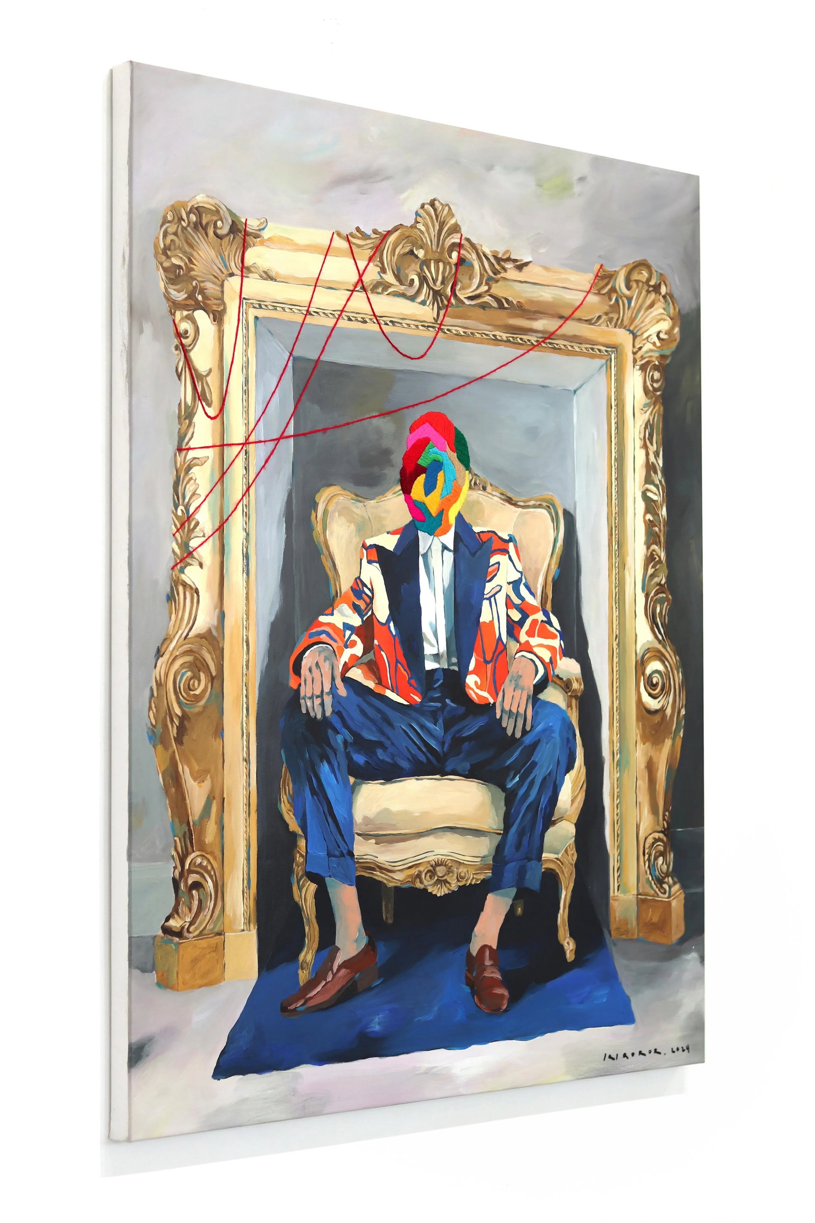 A Figure in a Frame - Figurative Surrealist Portrait Painting Original Artwork by Iqi Qoror - 7