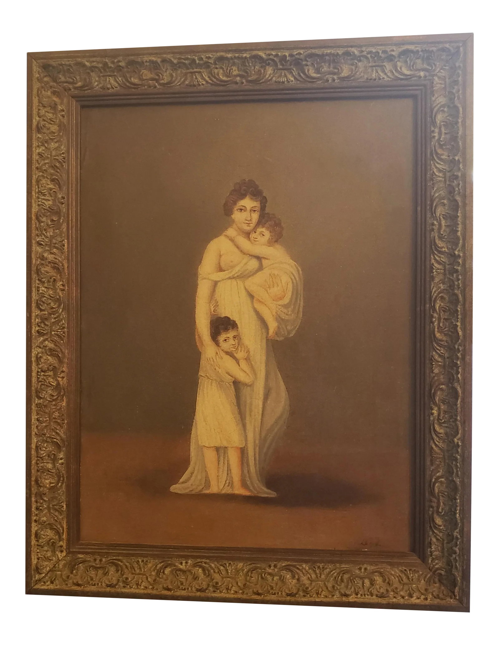 1800 Neoclassic Oil on Canvas Painting, Framed: Neoclassical c 1800 Oil on canvas Signed lower right 8.5 inches by 11.25 inches Framed 11 inches by 13.75 inches Condition: Alterations: Original Condition Unaltered Imperfections: Some Imperfections 