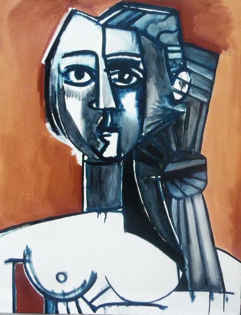 American Rob Couteau Eve - 54 x 42: Rob Couteau American 1956 - Writer and artist Portrait Oil on canvas 54 x 42 in. Signed, titled a d dated 2009 Condition: Alterations: Original Condition Unaltered Imperfections: Some Imperfections Co