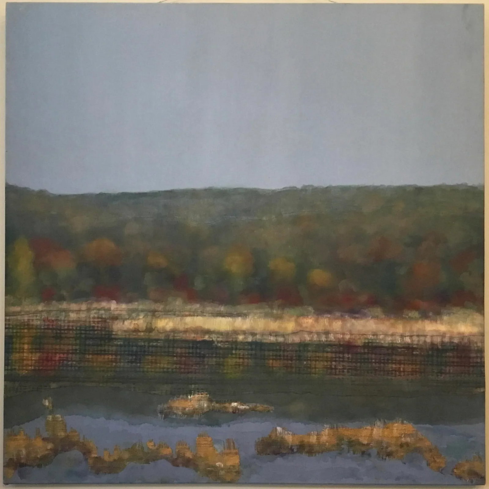 "combines Autumn Wetlands" Oil and Collage on Canvas Mounted on Board . - 12