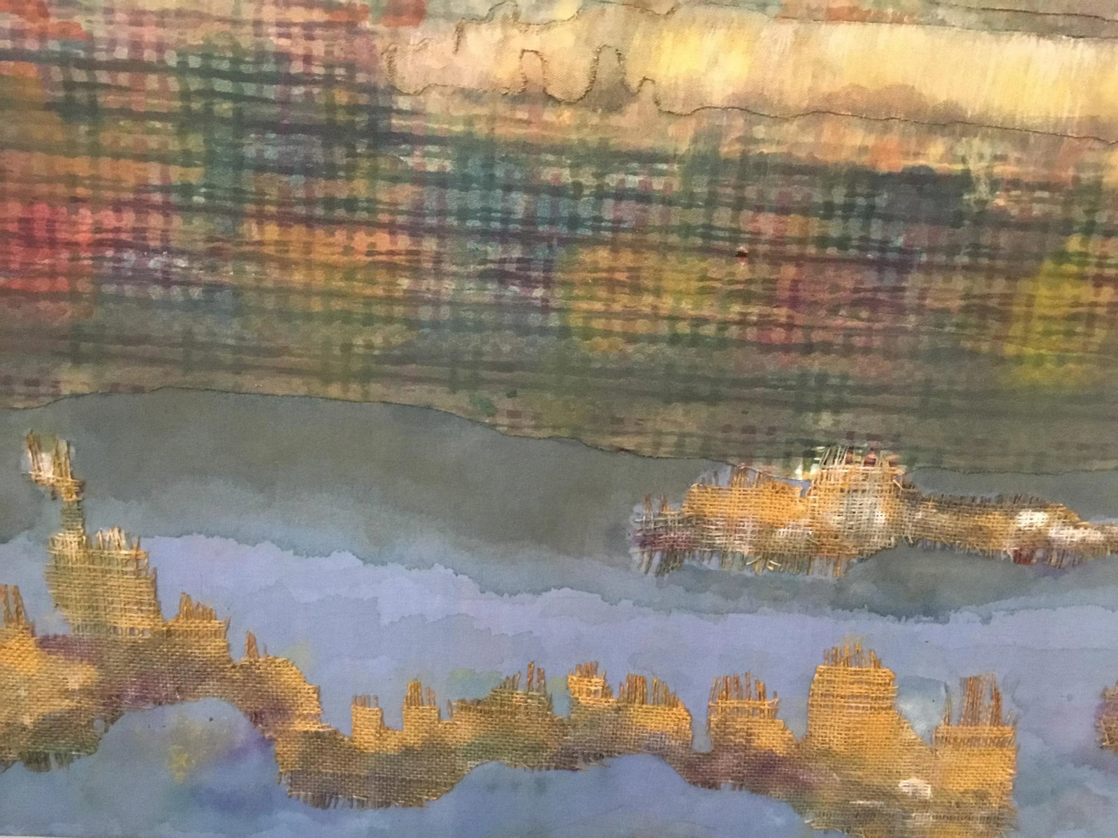 "combines Autumn Wetlands" Oil and Collage on Canvas Mounted on Board . - 7