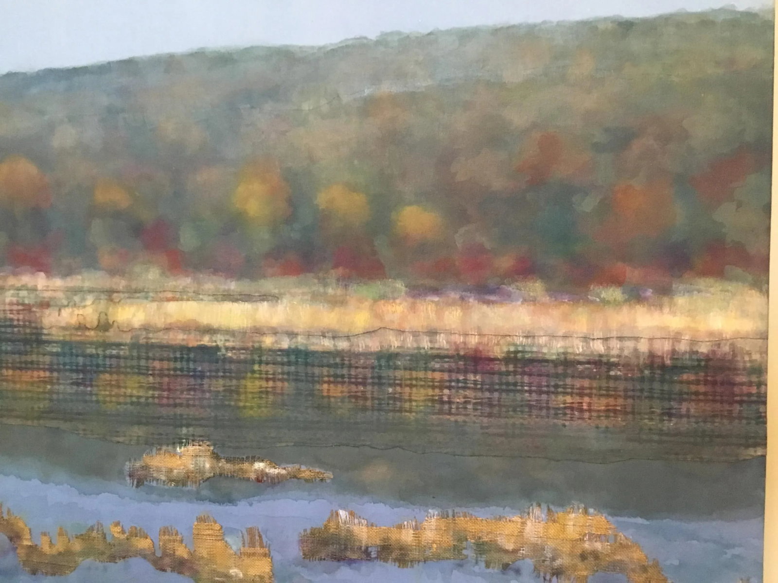 "combines Autumn Wetlands" Oil and Collage on Canvas Mounted on Board . - 9