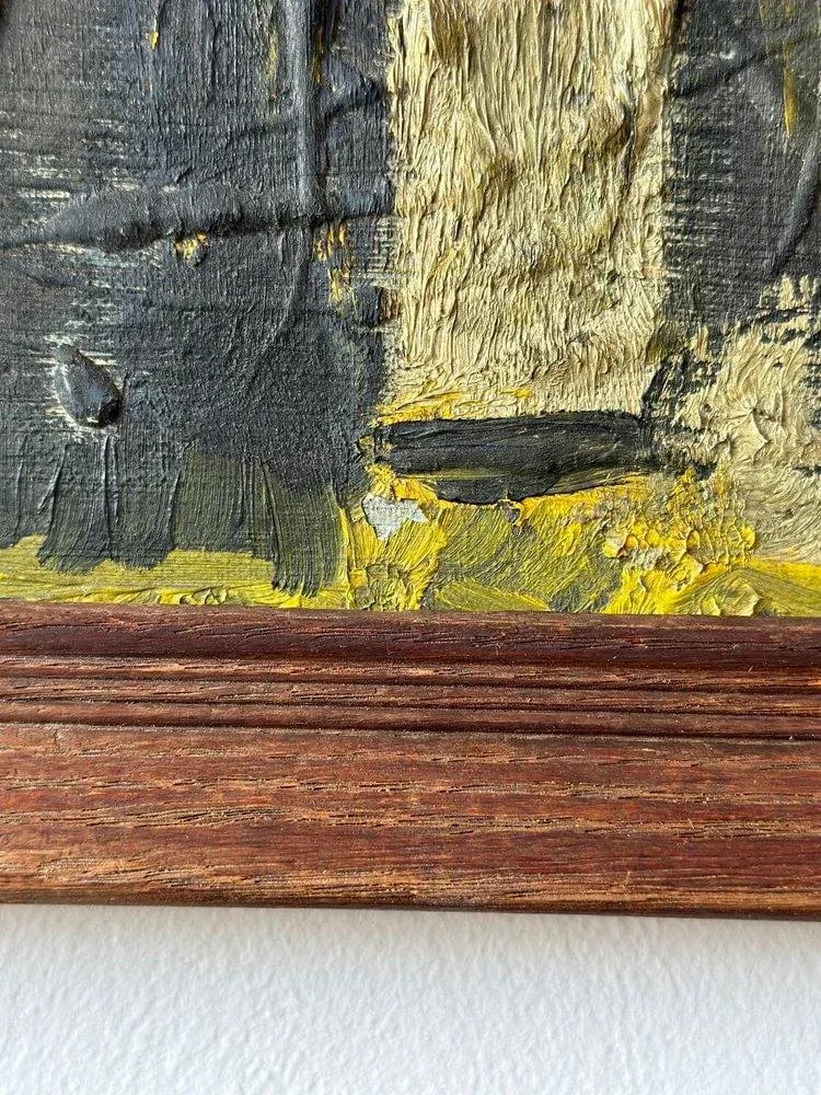 Vintage Mid-Century Abstract Acrylic on Board Cityscape, Signed Andre, Circa 1950s - 9