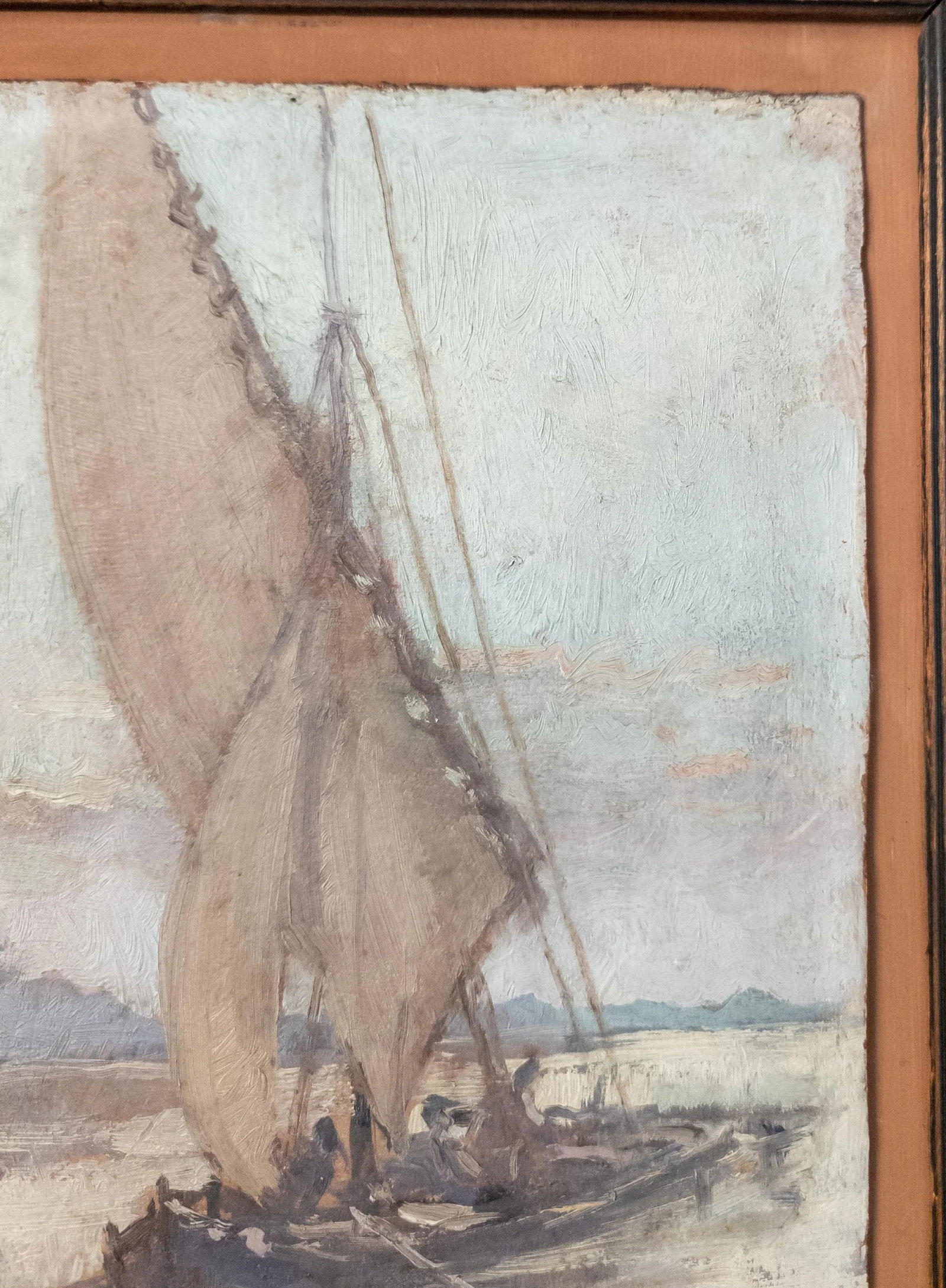 20th Century French Impressionist Painting of a Fishing Boat, Signed Illegibly - 4