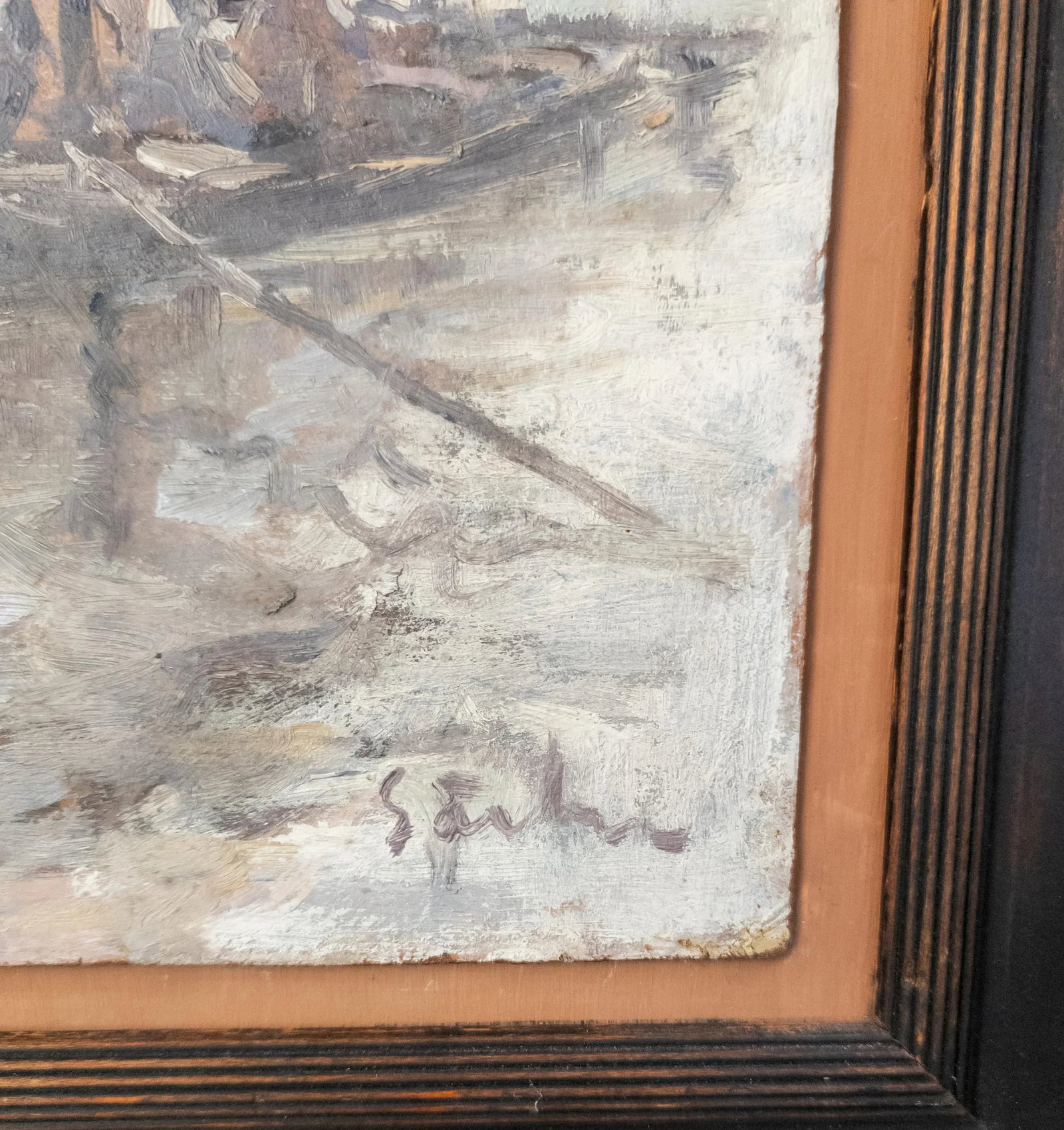 20th Century French Impressionist Painting of a Fishing Boat, Signed Illegibly - 8
