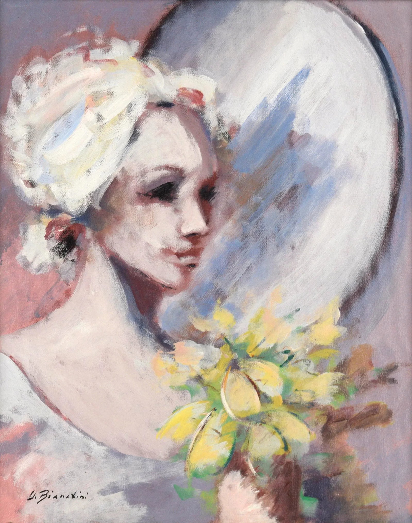 Woman With a Bouquet by the Mirror by Umberto Bianchini - 2