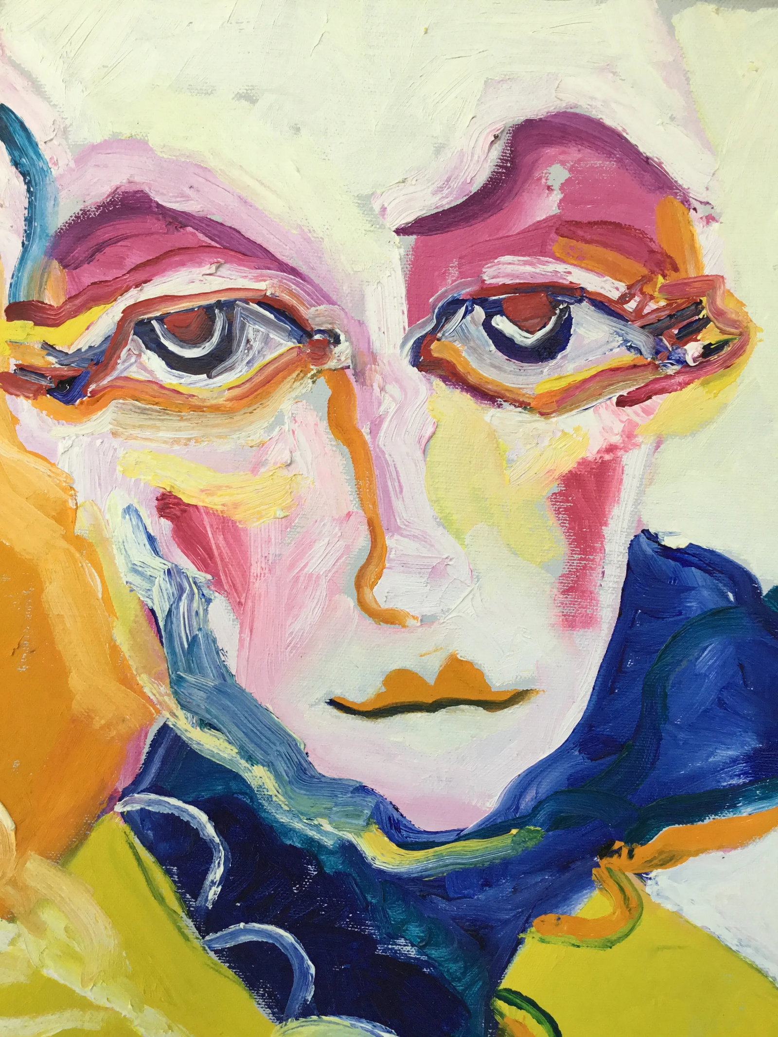 "Woman With Bouquet " 1980 Vintage Large Oil on Canvas by Connie Aronson - 3