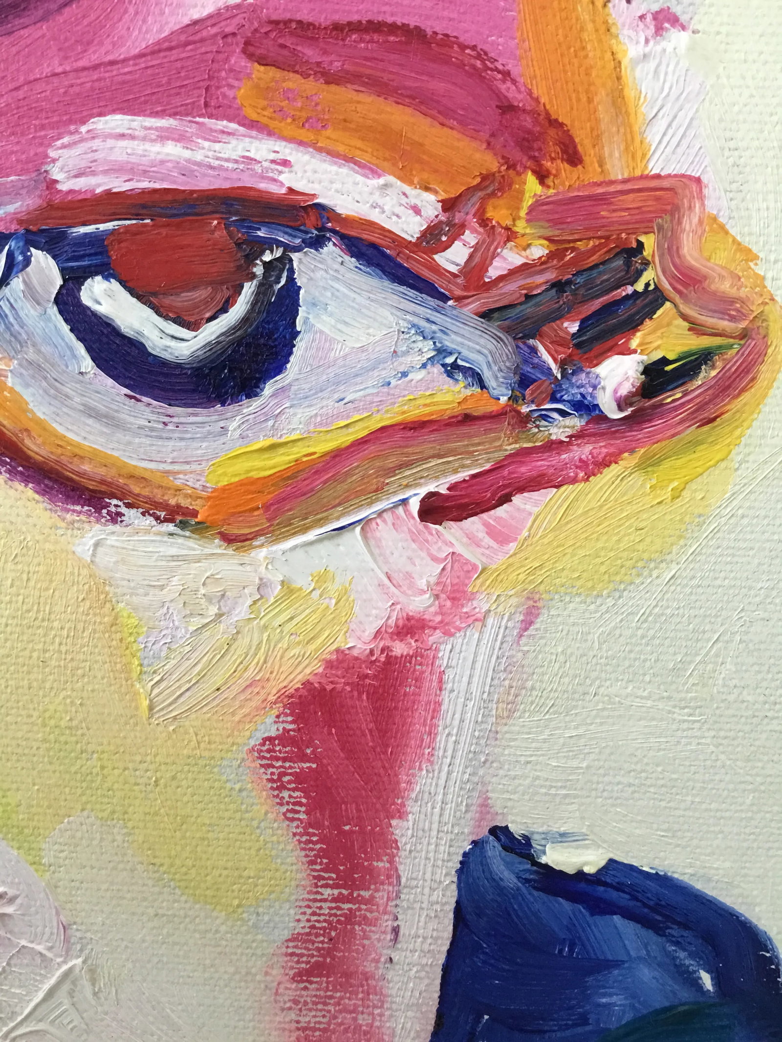 "Woman With Bouquet " 1980 Vintage Large Oil on Canvas by Connie Aronson - 5