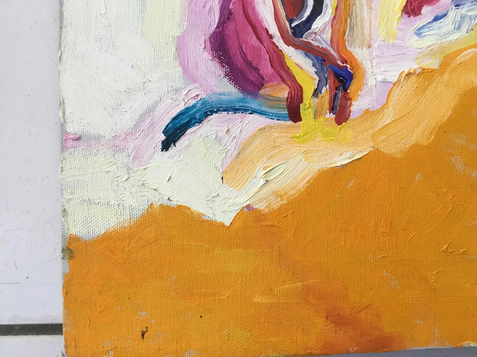 "Woman With Bouquet " 1980 Vintage Large Oil on Canvas by Connie Aronson - 8