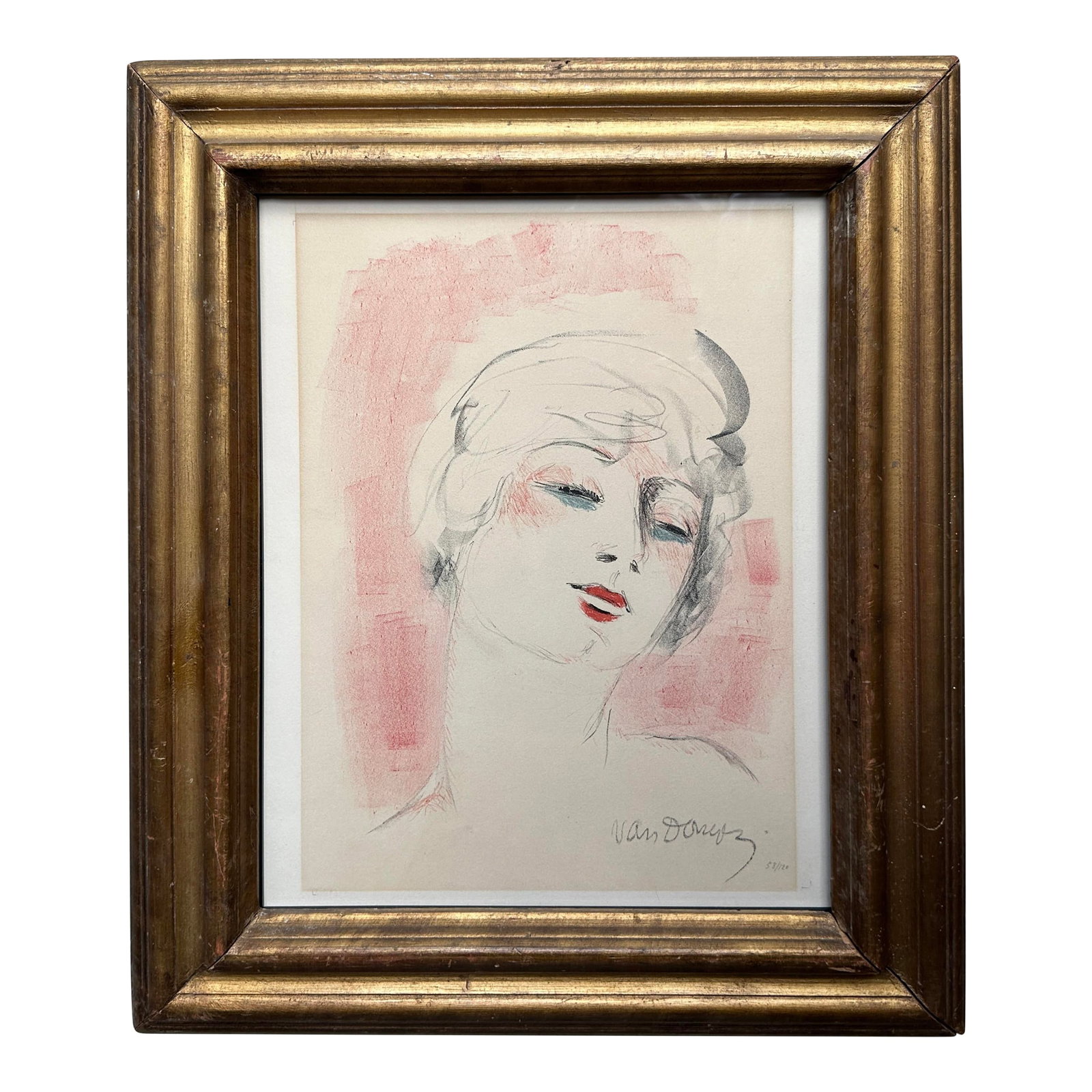 1927 Girl With Blonde Hair Limited Edition Lithograph by Kees Van Dongen 58/120: KEES VAN DONGEN - 'TETE DE FEMME.' - Lithograph 1927. Edition: 58/120 copies, numbered in pencil. Signed in the stone..Illustrated in Juffermans 'Kees van Dongen - The Complete Graphic Work' Nr. JL 9.