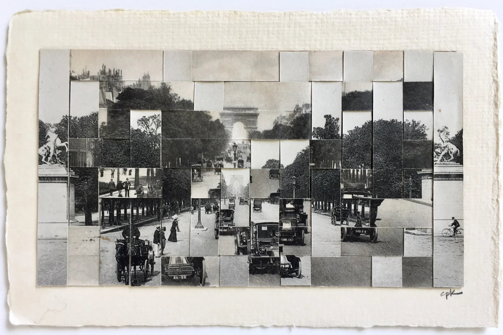 Paris - Avenue Des Champs Elysees Et Les Chevaux De Marly, Hnad Cut and Hand Woven Vintage Phot Post - 2