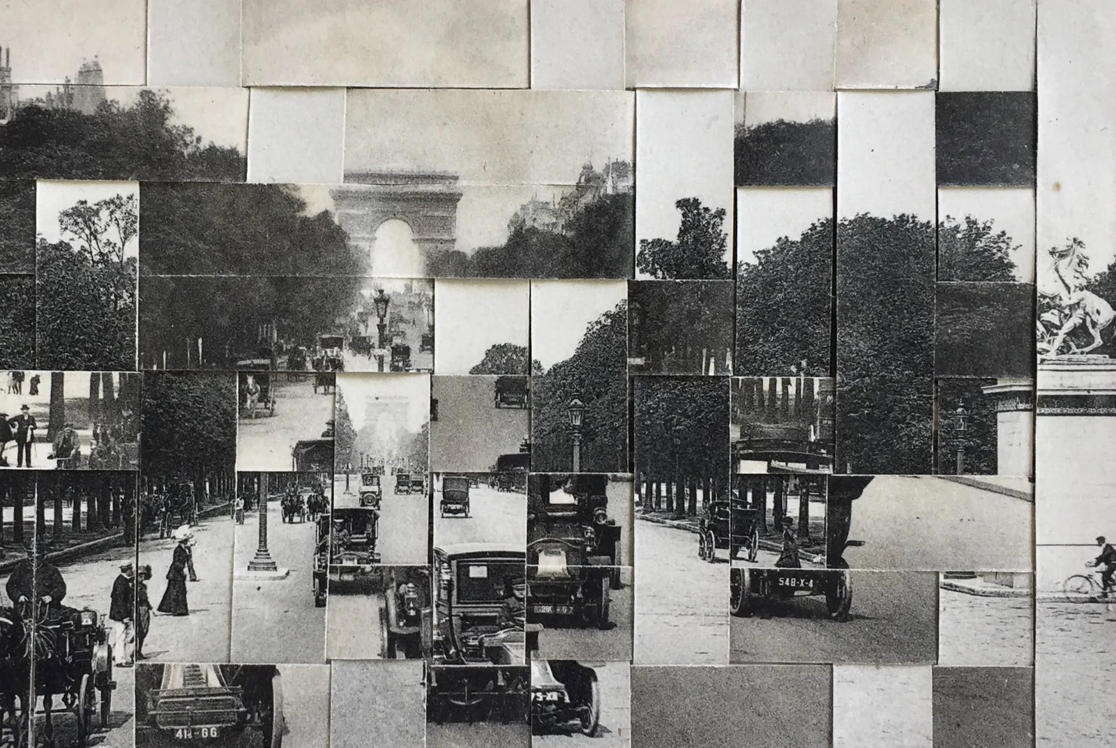 Paris - Avenue Des Champs Elysees Et Les Chevaux De Marly, Hnad Cut and Hand Woven Vintage Phot Post - 5