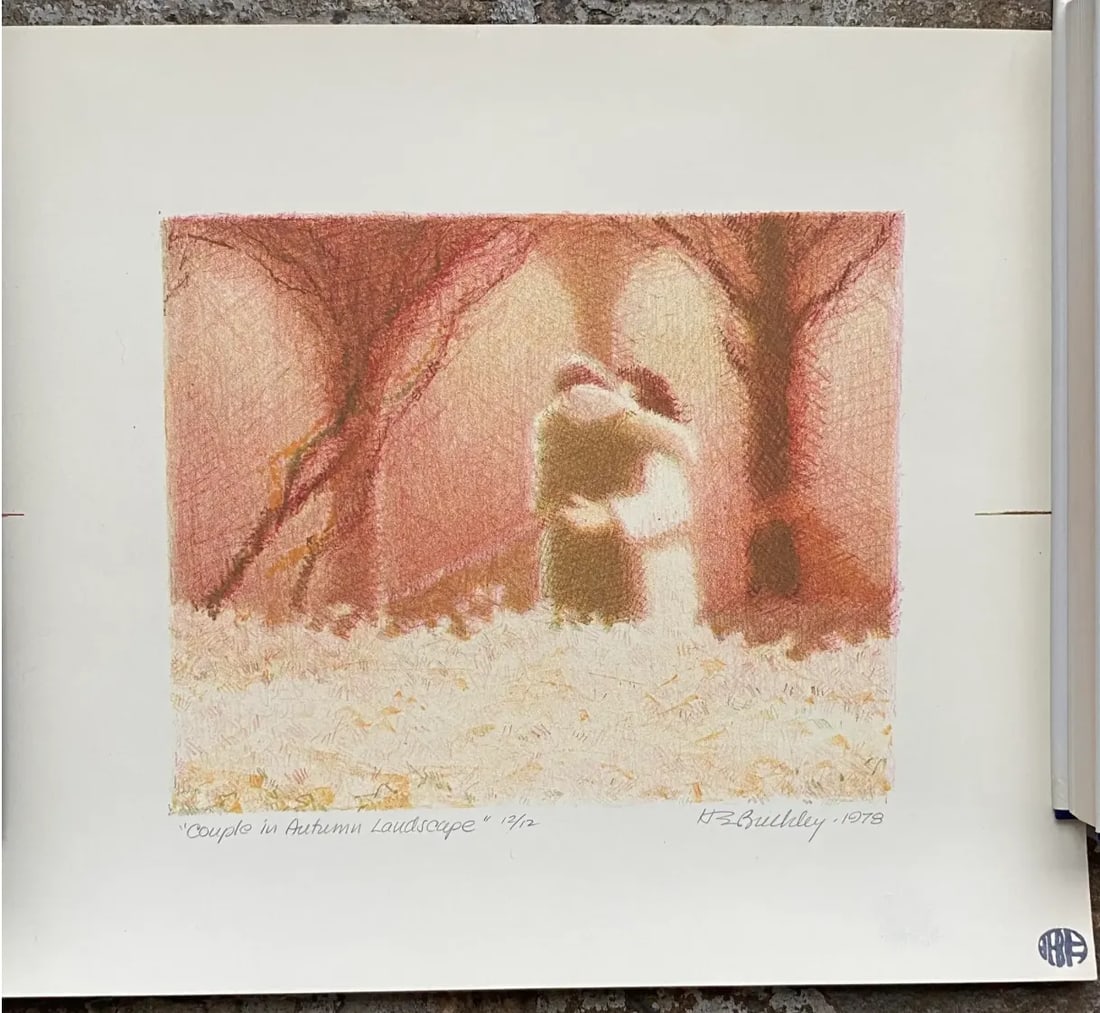 1978 Harry Buckley Couple in Autumn Lithograph - 2
