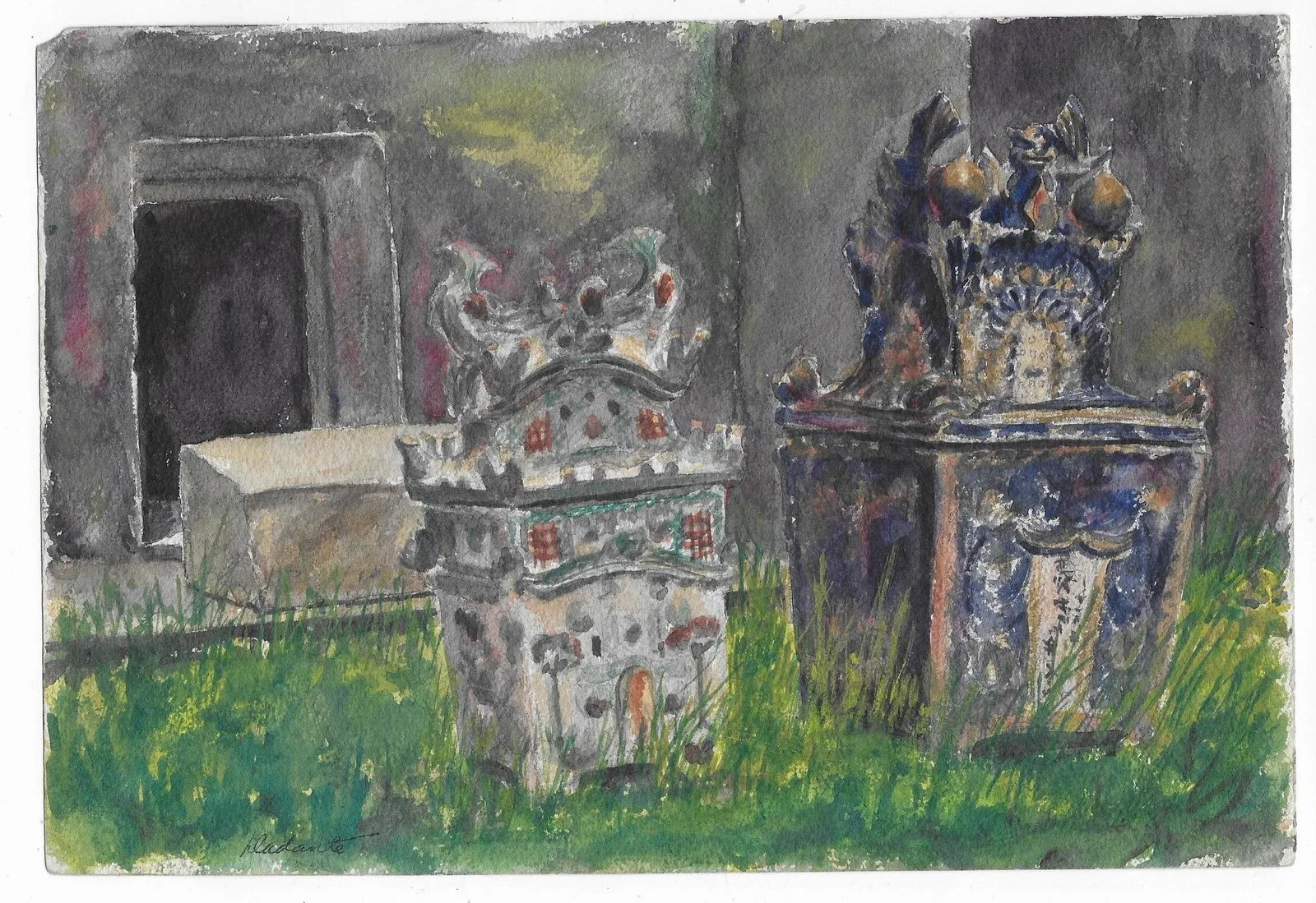 1950s Michael Dadante Okinawa Watercolor - 2