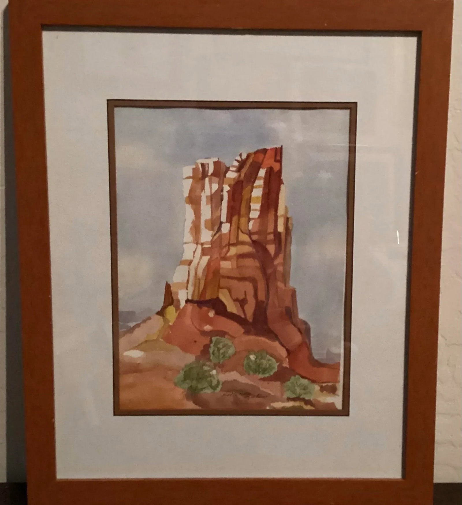 Abstract, Original Watercolor, Red Rock Earth Natural Monument Formation, Signed by Artist, "Dottie - 2