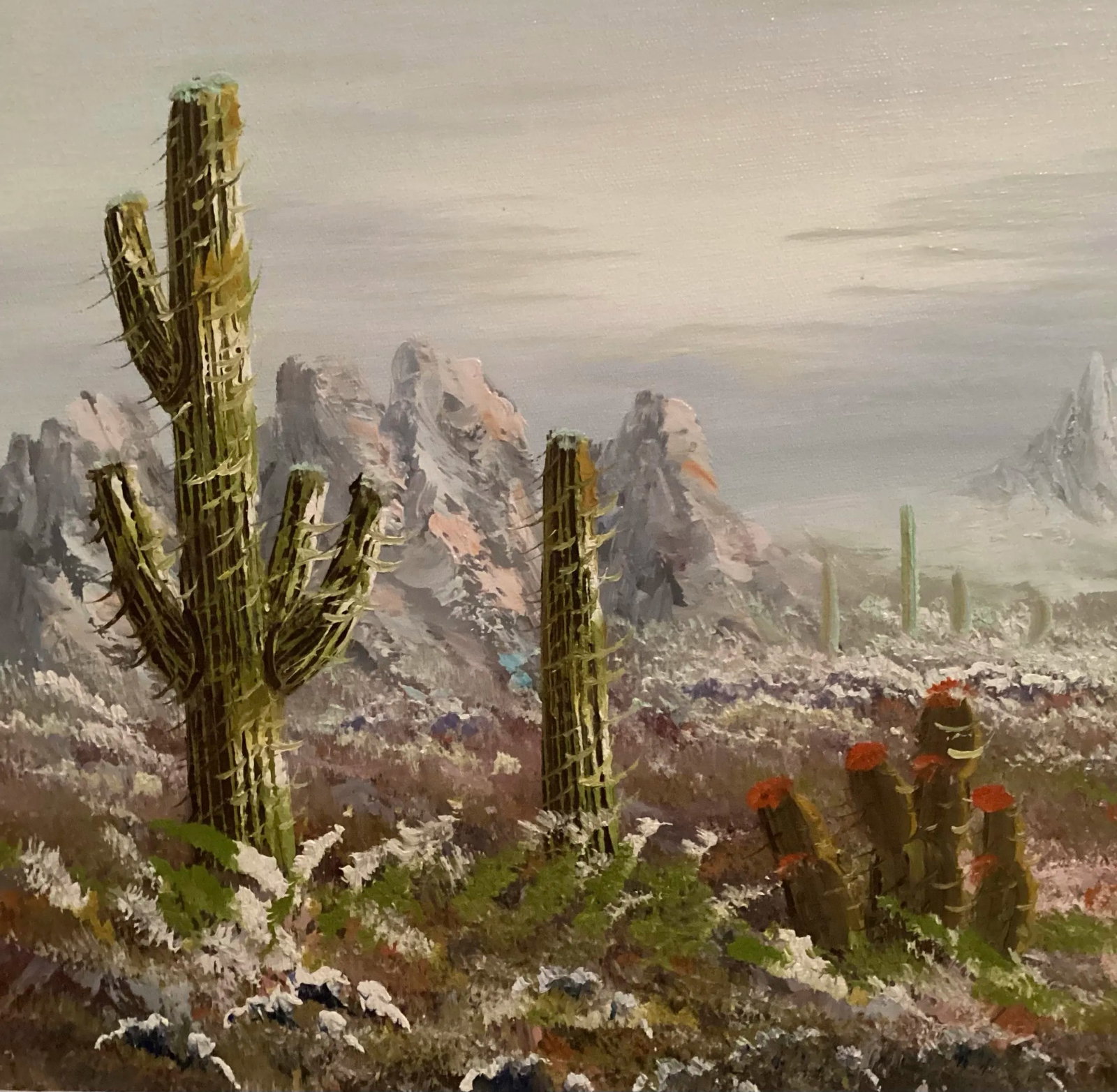 Original Oil Painting Landscape Luscious Sonoran Desert, Signed by Artist, Framed - 10