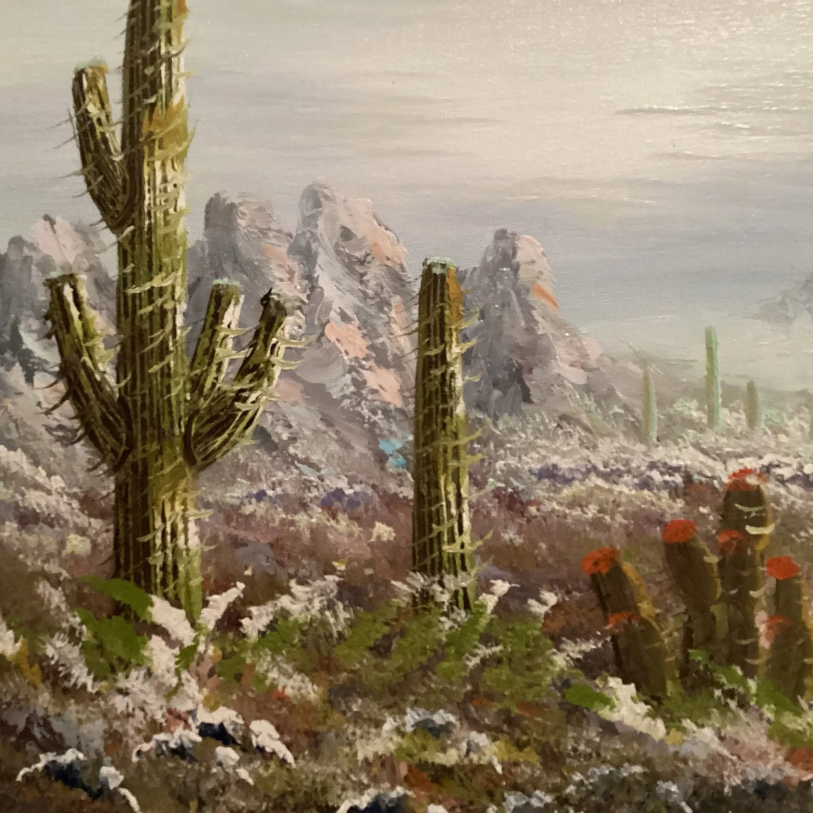 Original Oil Painting Landscape Luscious Sonoran Desert, Signed by Artist, Framed - 5