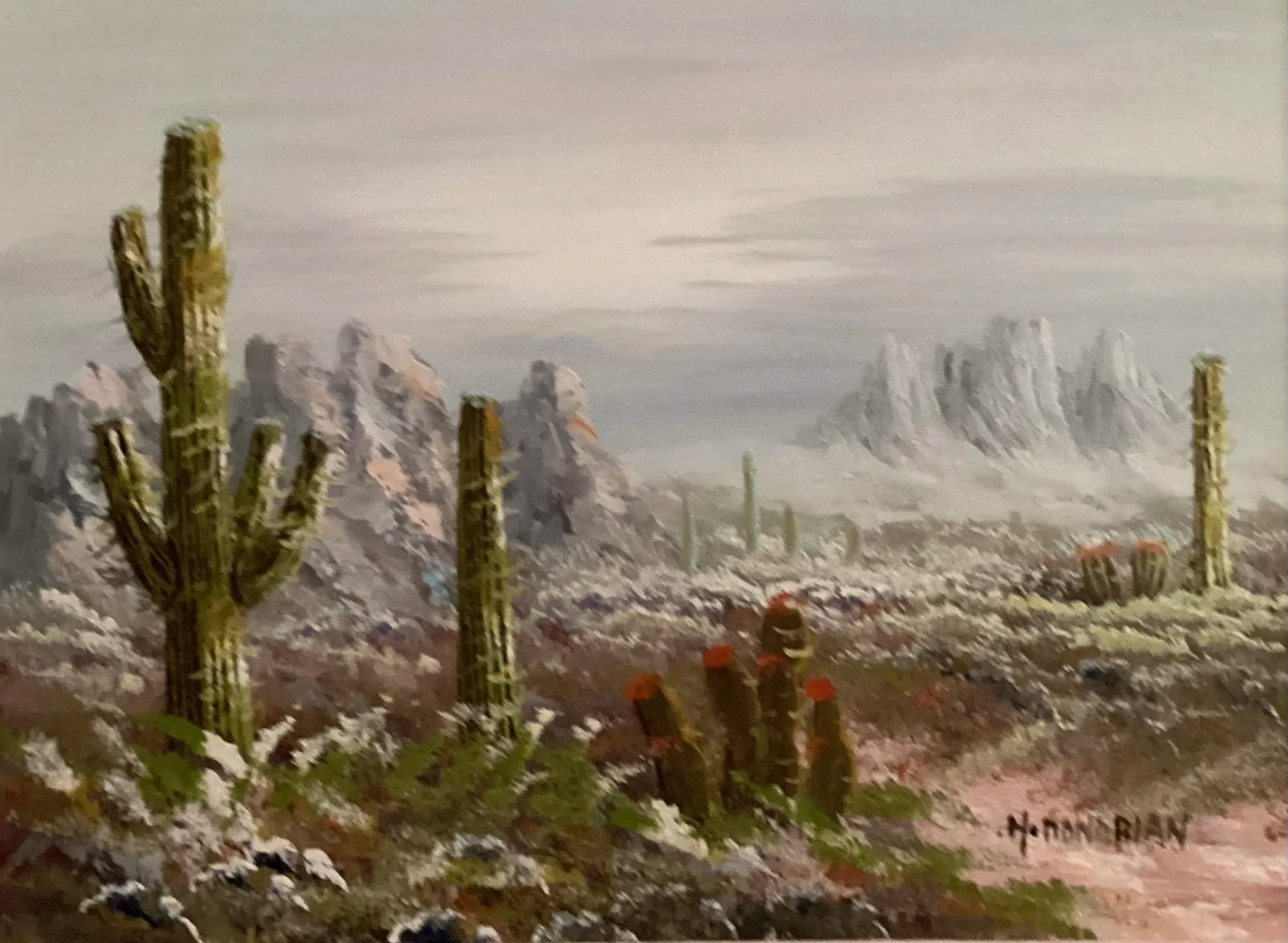 Original Oil Painting Landscape Luscious Sonoran Desert, Signed by Artist, Framed - 6