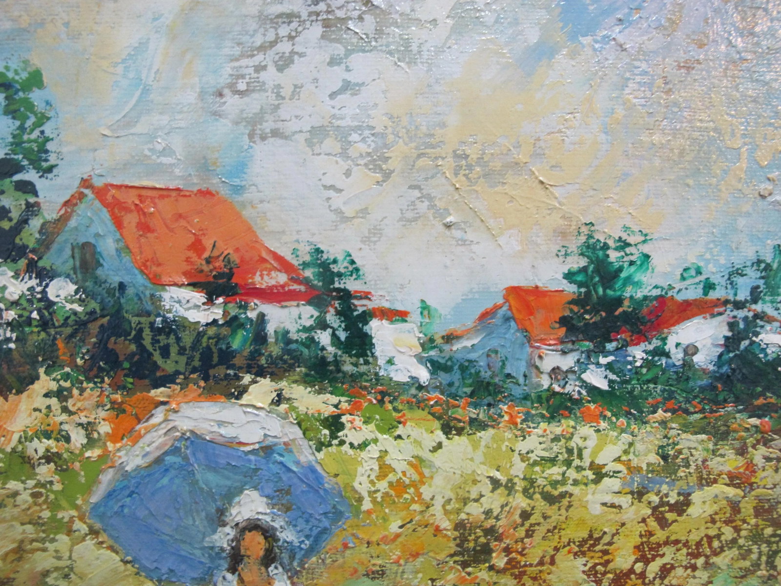 David Smira Framed Impressionist Woman W/Umbrella in Flower Field Oil Painting - 6