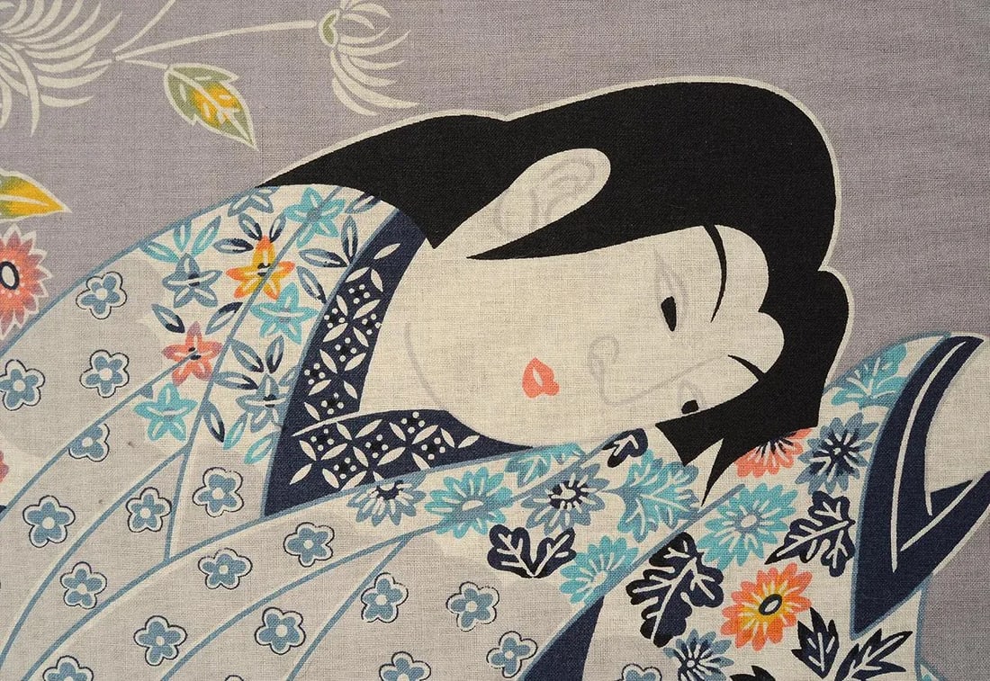 1970s Japanese Isao Homma Geisha Dance Fabric Artwork - 4