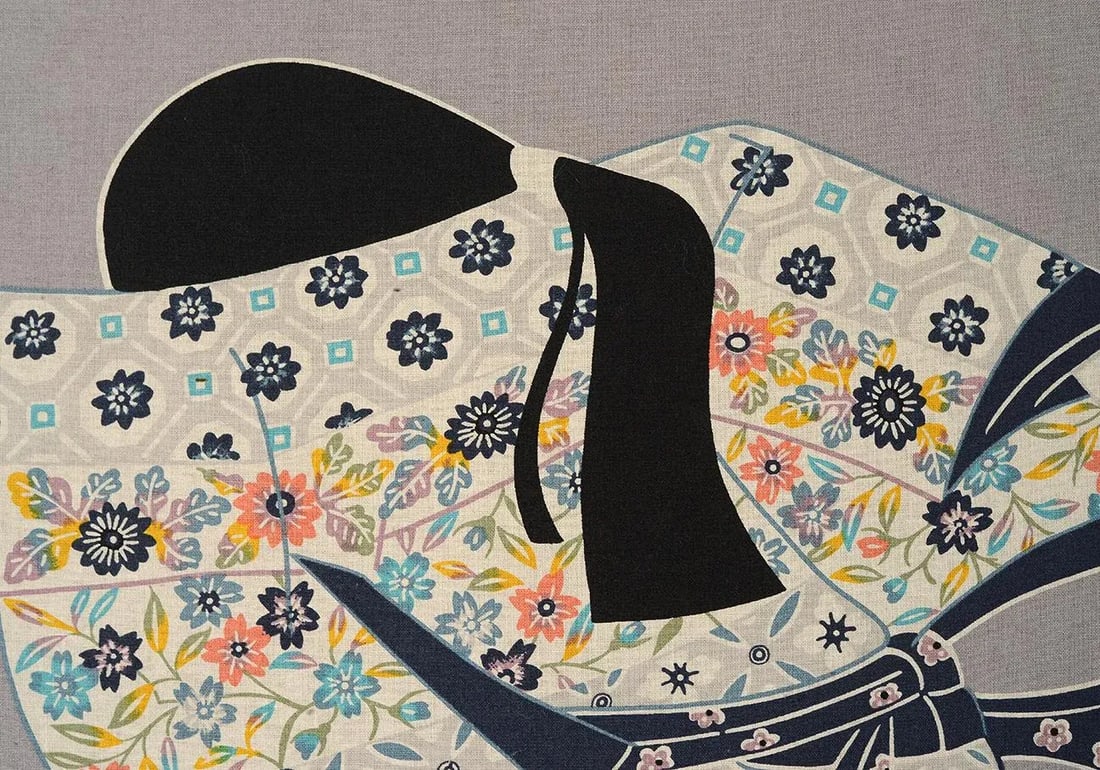 1970s Japanese Isao Homma Geisha Dance Fabric Artwork - 7