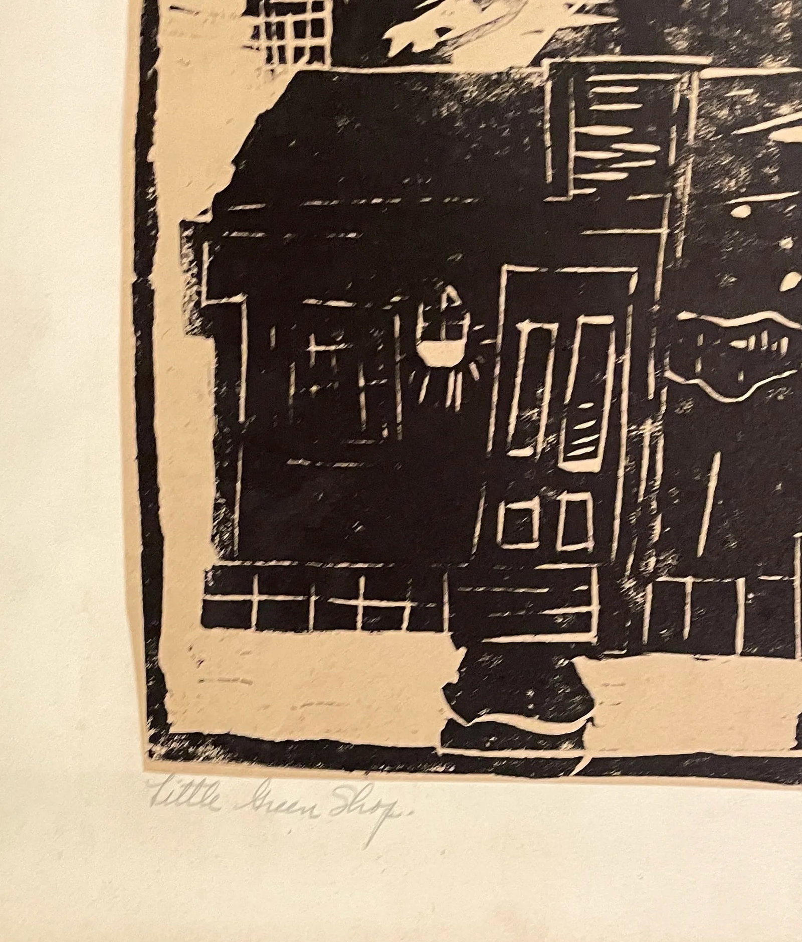 1930 Little Green Shop Woodblock by Black - 2