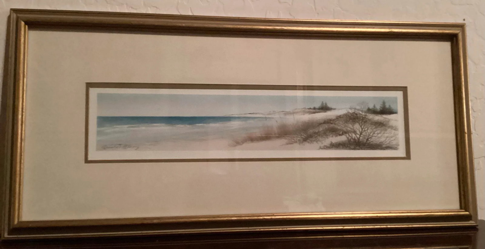 Original Watercolor Seascape Panoramic Beach view, Signed by Artist Arnold Alaniz - 4