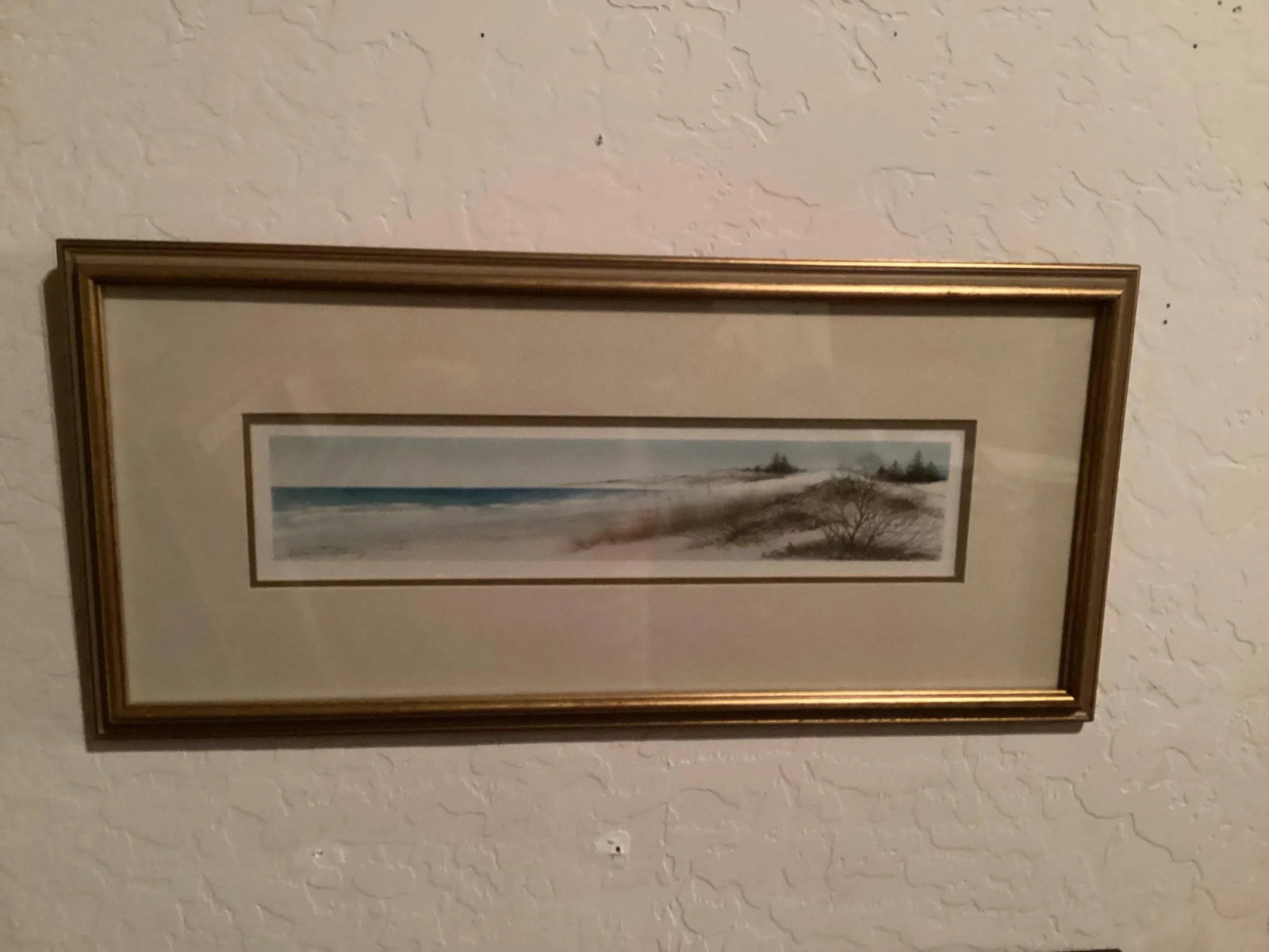 Original Watercolor Seascape Panoramic Beach view, Signed by Artist Arnold Alaniz - 5