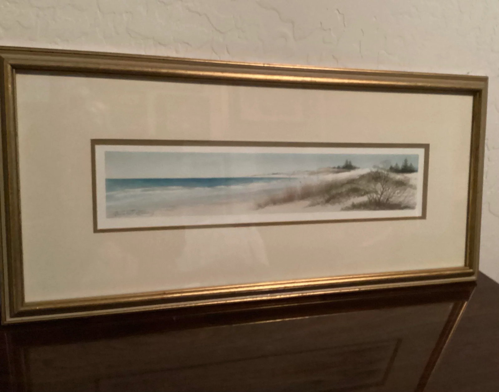 Original Watercolor Seascape Panoramic Beach view, Signed by Artist Arnold Alaniz - 9