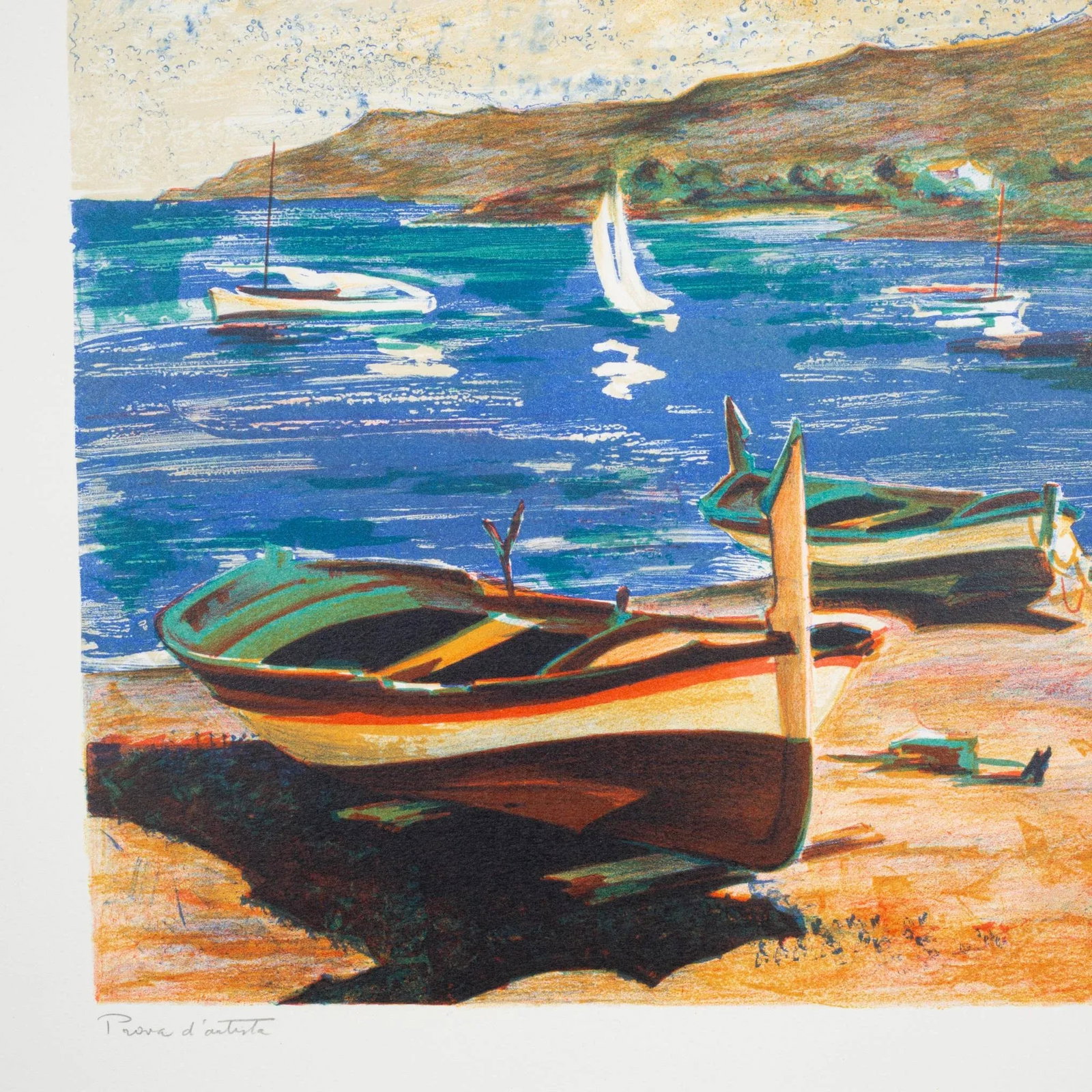 Eduardo Vial-Hugas, Boat on Shore, Artists Proof Lithograph Signed - 4