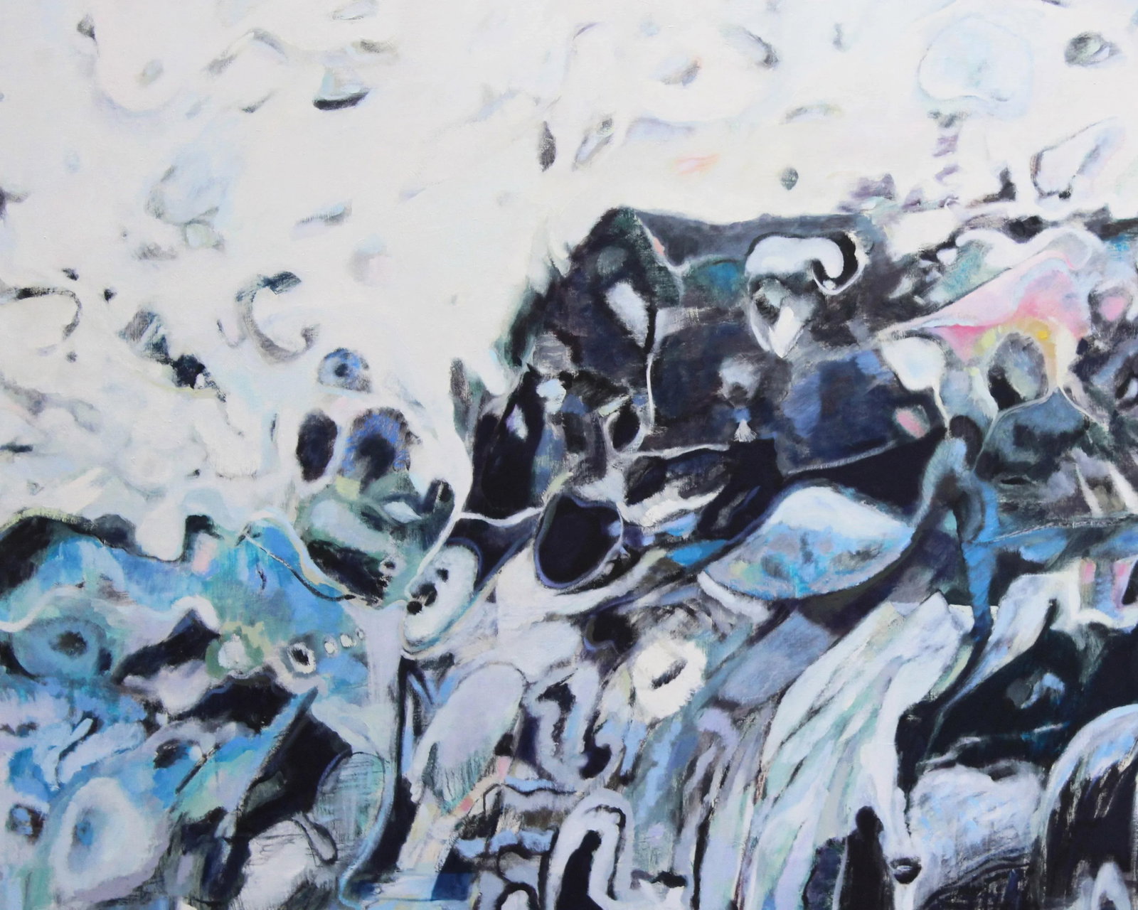 Ronald D. Newman Signed Oil on Canvas "Large Rocky Shore"Abstract Painting - 2