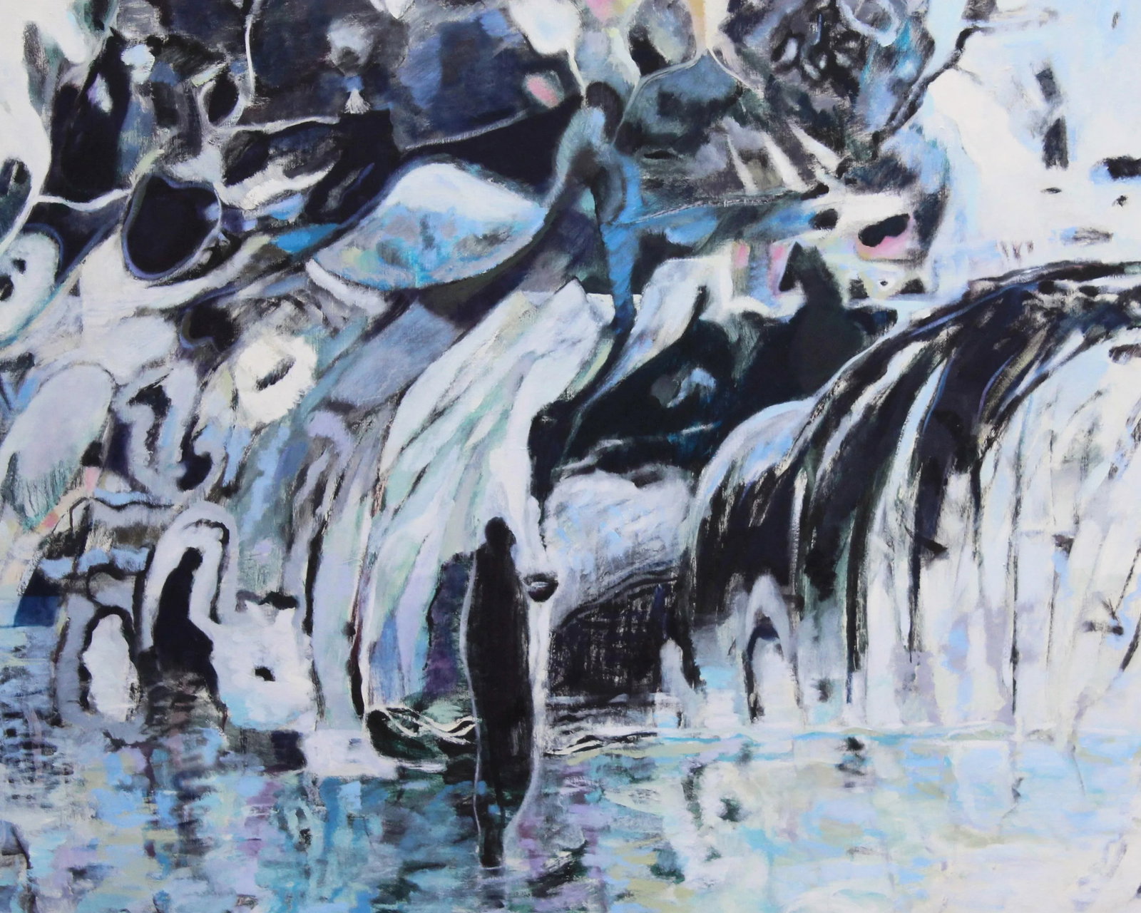Ronald D. Newman Signed Oil on Canvas "Large Rocky Shore"Abstract Painting - 4
